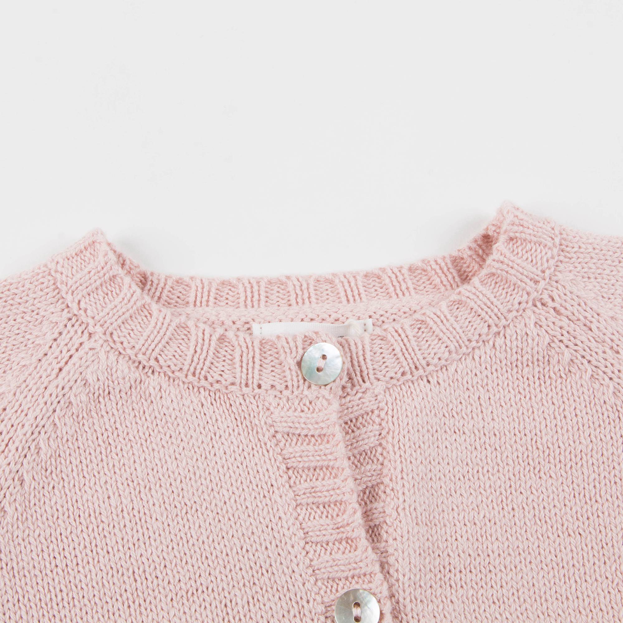 Girls Light Pink & Red Peach Pocket Cardigan