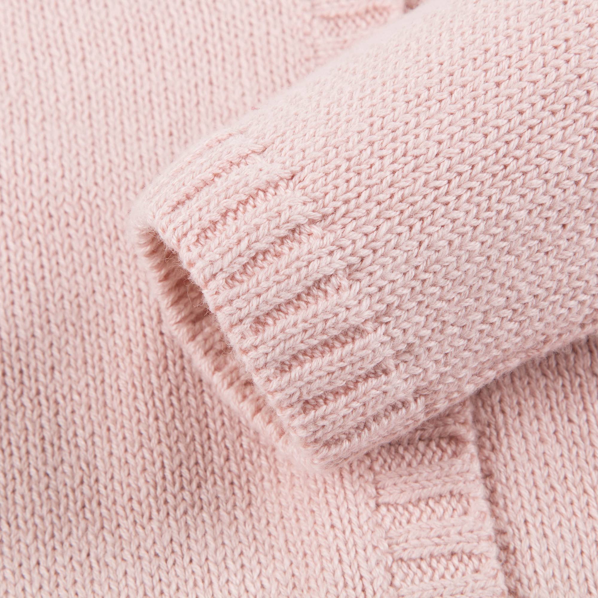 Girls Light Pink & Red Peach Pocket Cardigan