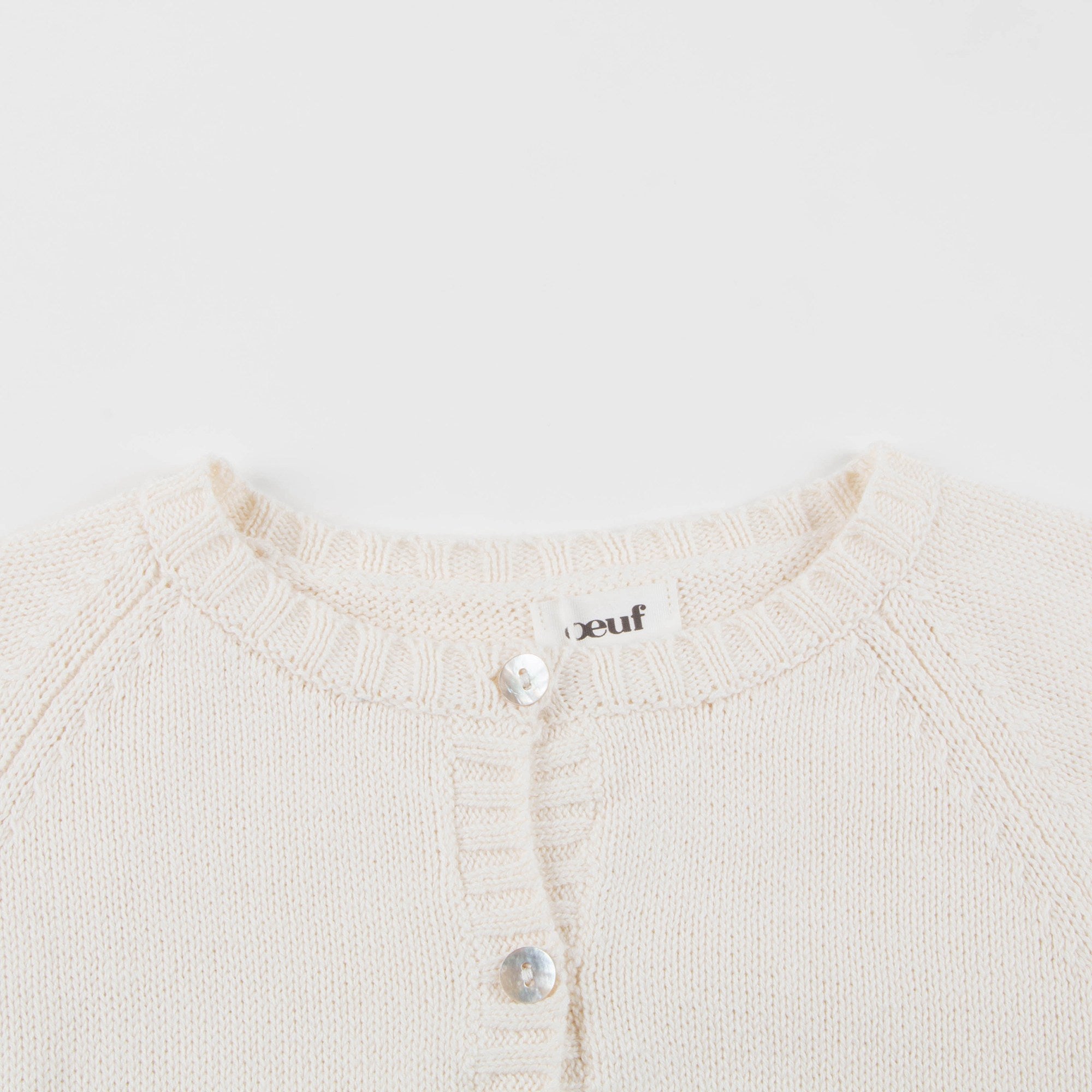 Girls White & Green Cotton Plant Pocket Cardigan