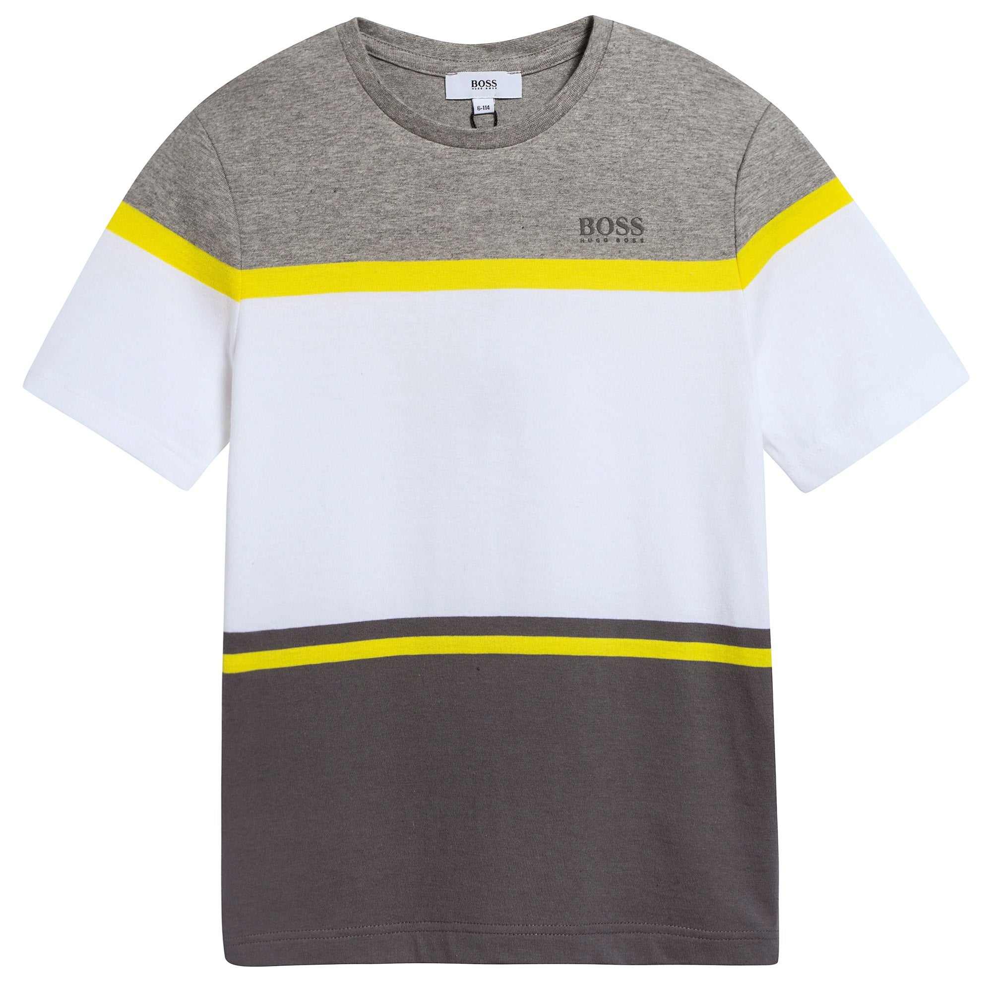 Boys White & Grey Cotton T-Shirt