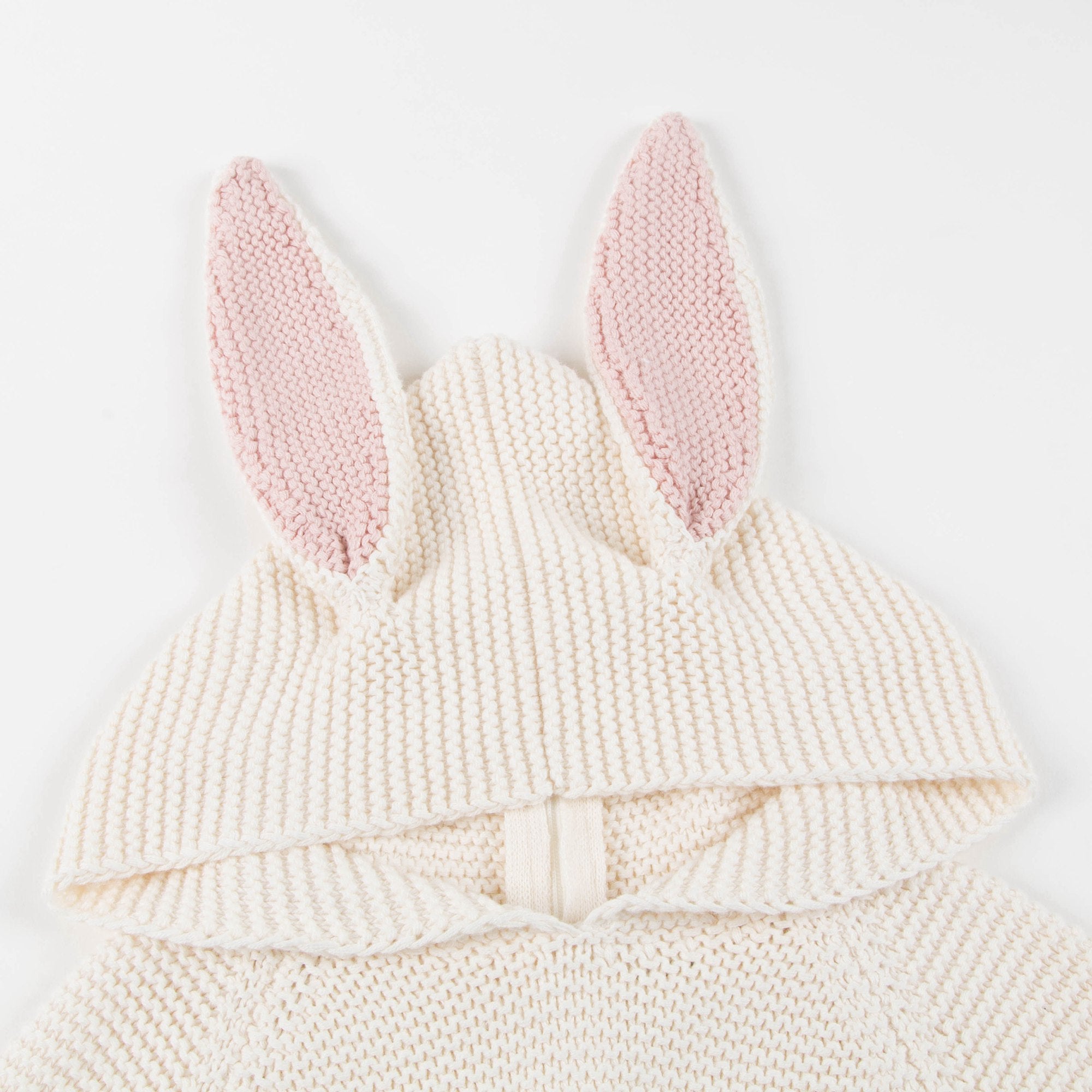 Girls White Cotton Bunny Hoodie