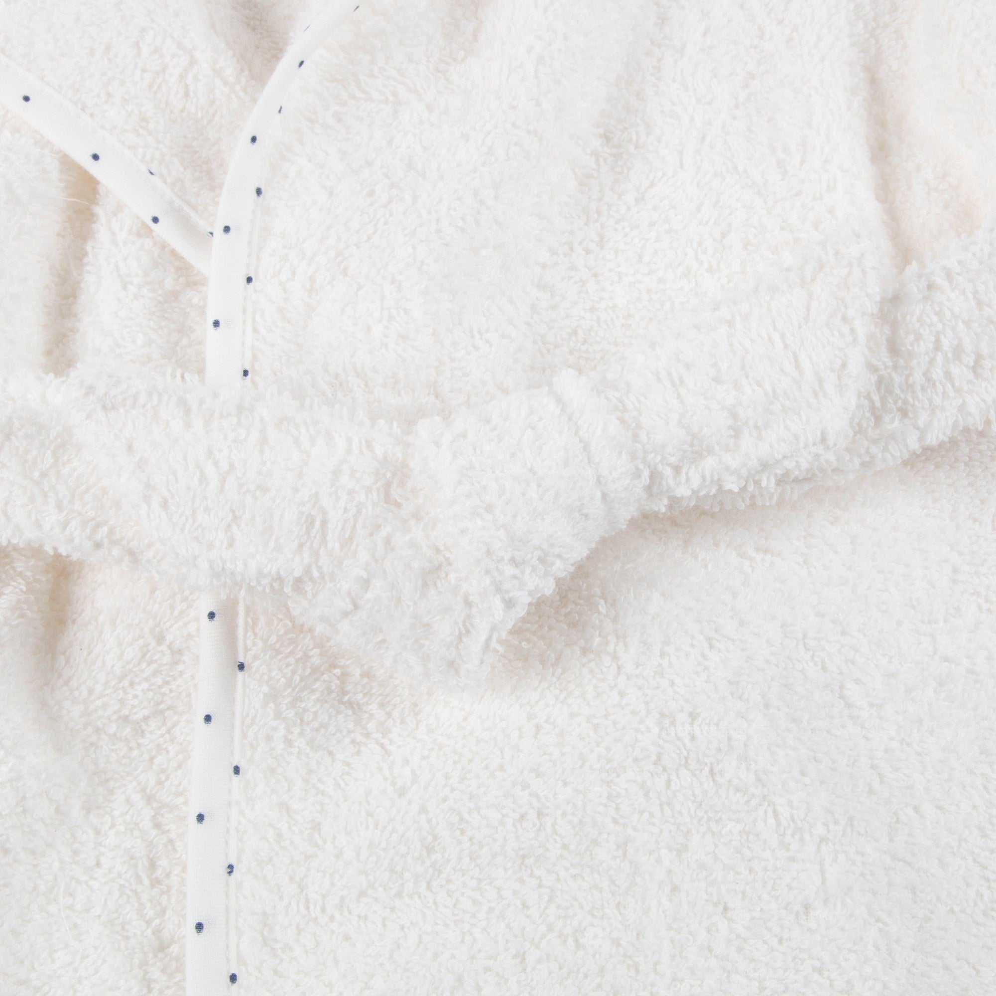 Girls White & Indigo Dots Cotton Hooded Robe