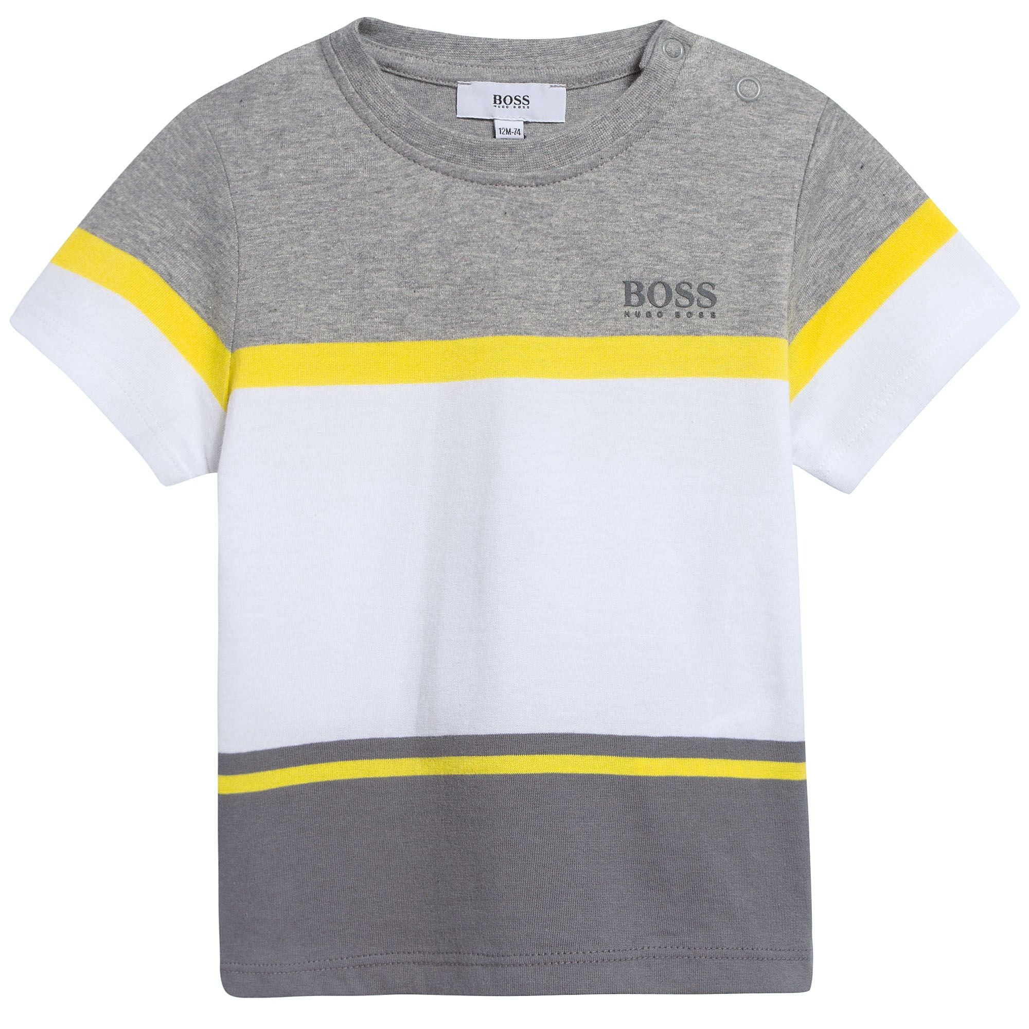 Baby Boys White & Grey Cotton T-Shirt