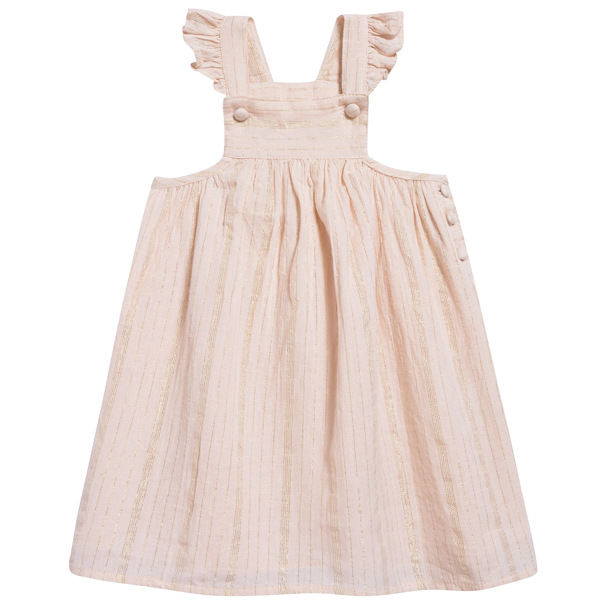Girls Light Pink "Gold  Lurex  Stripes" Dress