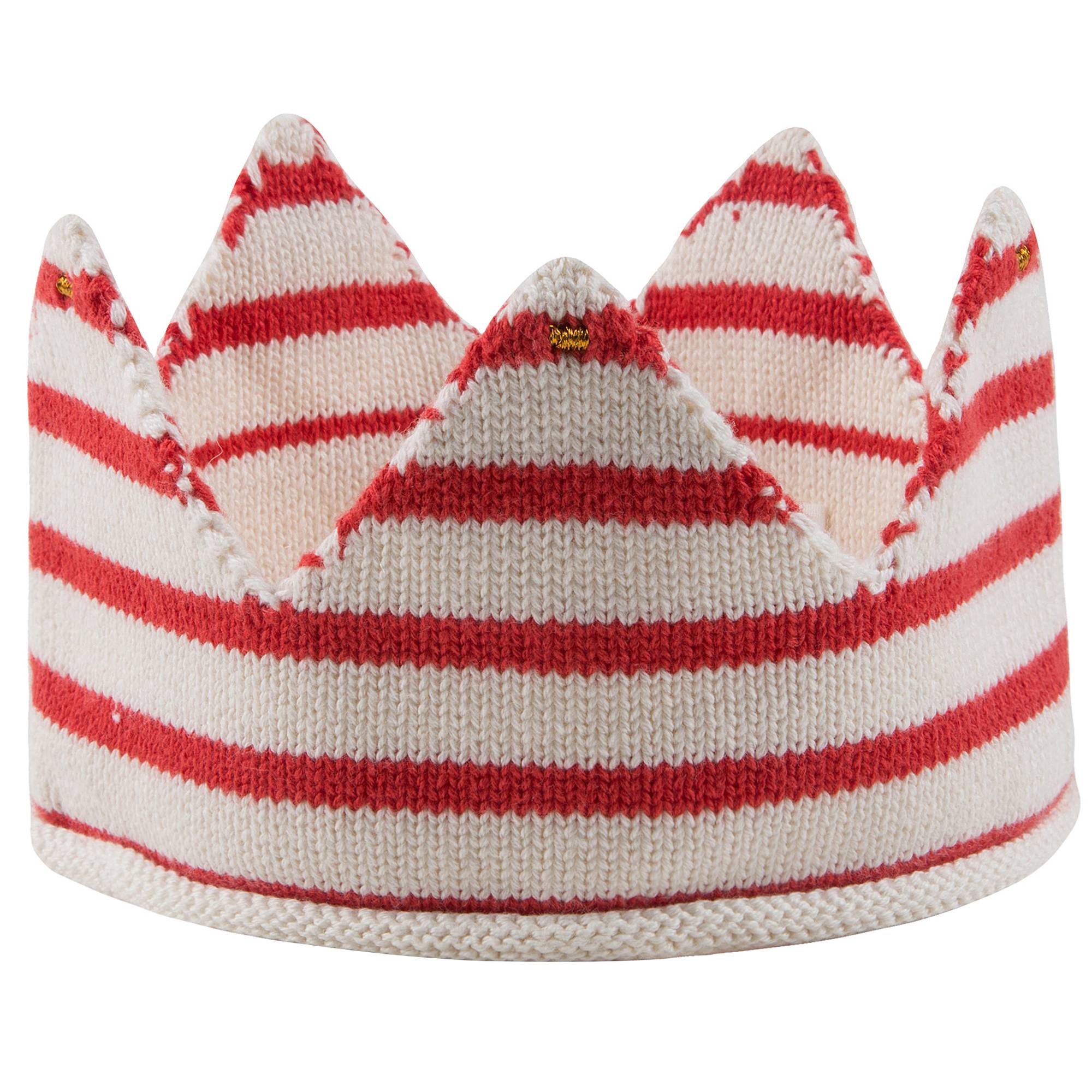 Baby Girls White & Red Stripes Cotton Crown