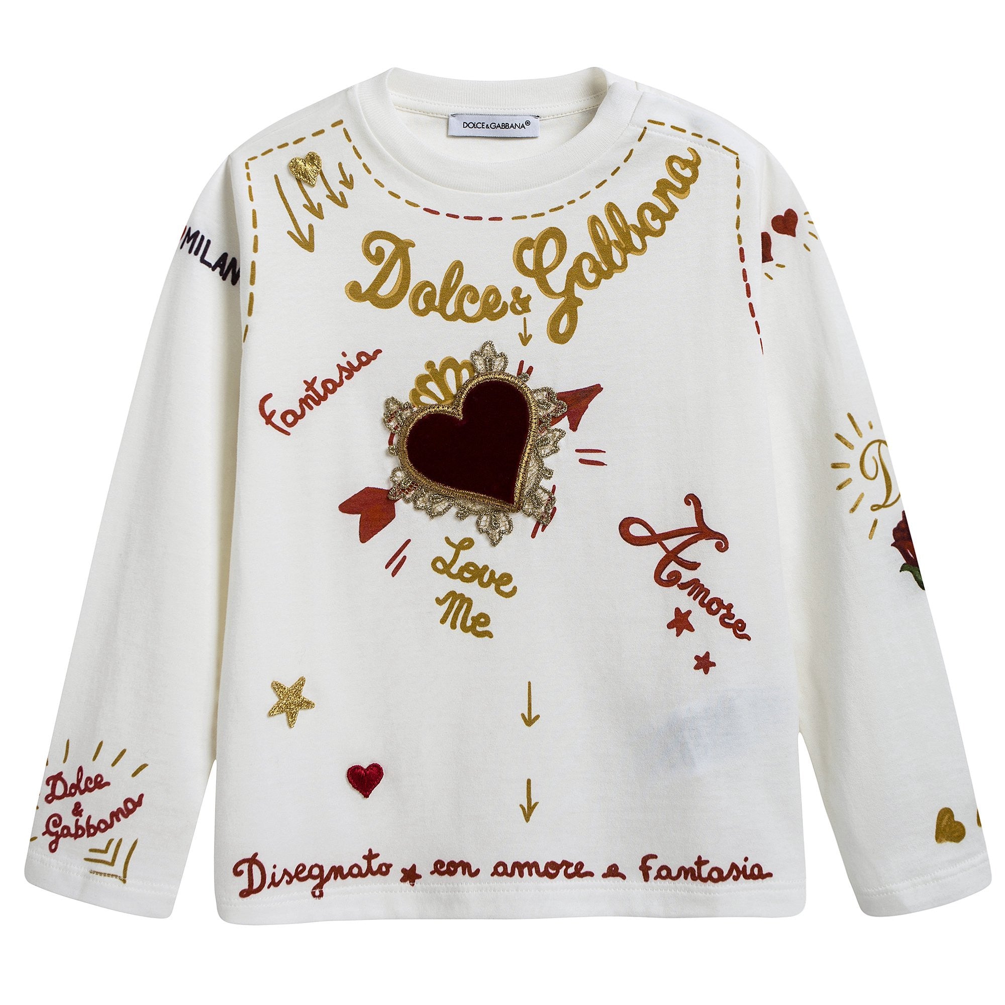 Baby Girls White Heart T-shirt