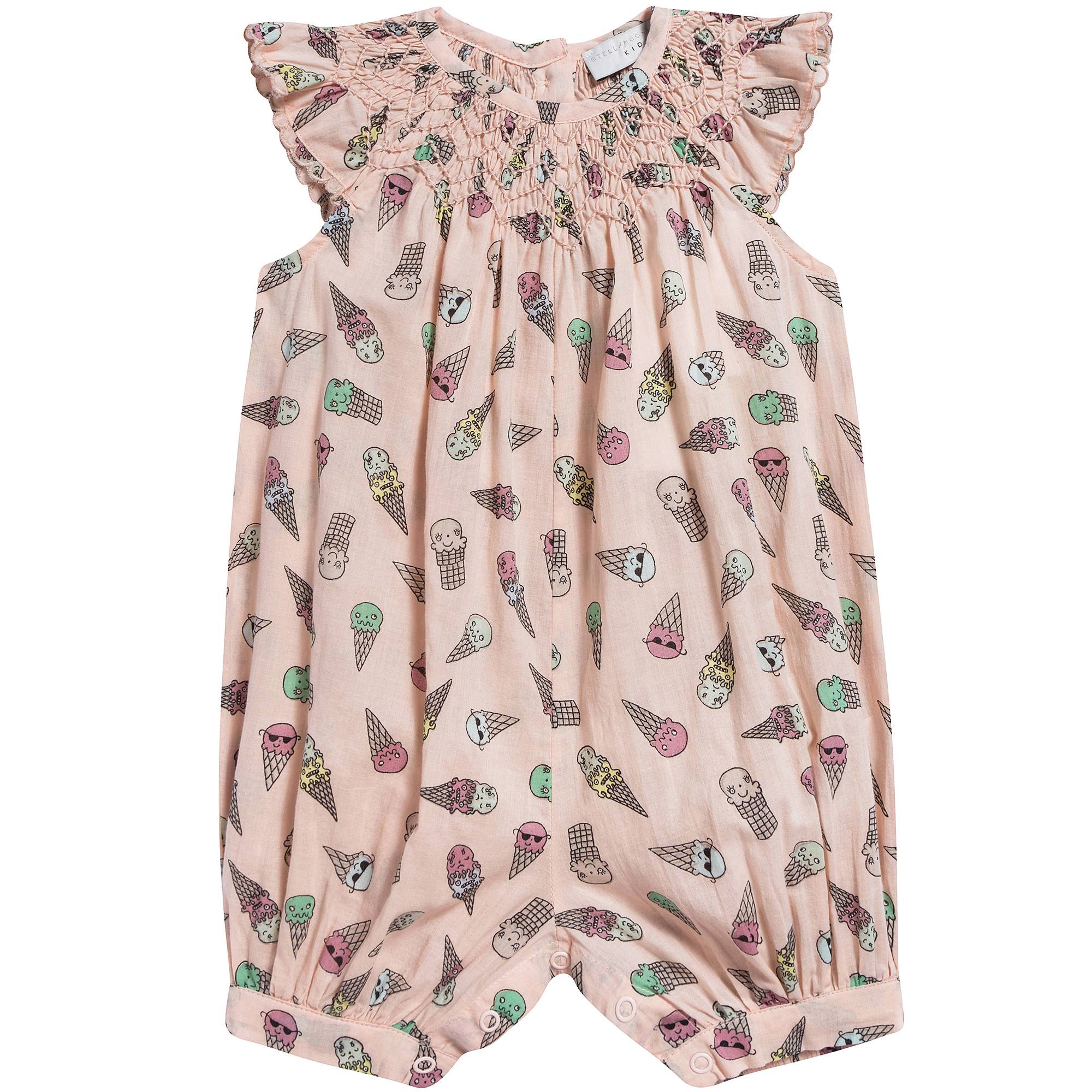 Baby Girls Pink Icecreams Printed Babysuit