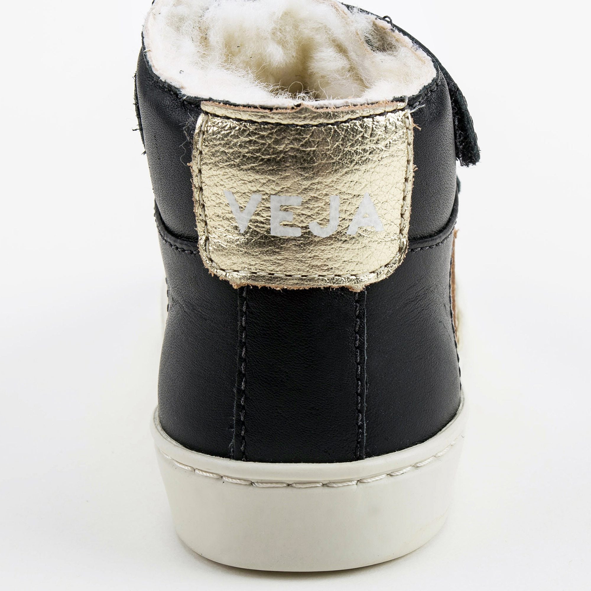 Boys & Girls Black Velcro Leather Shoes With Fur