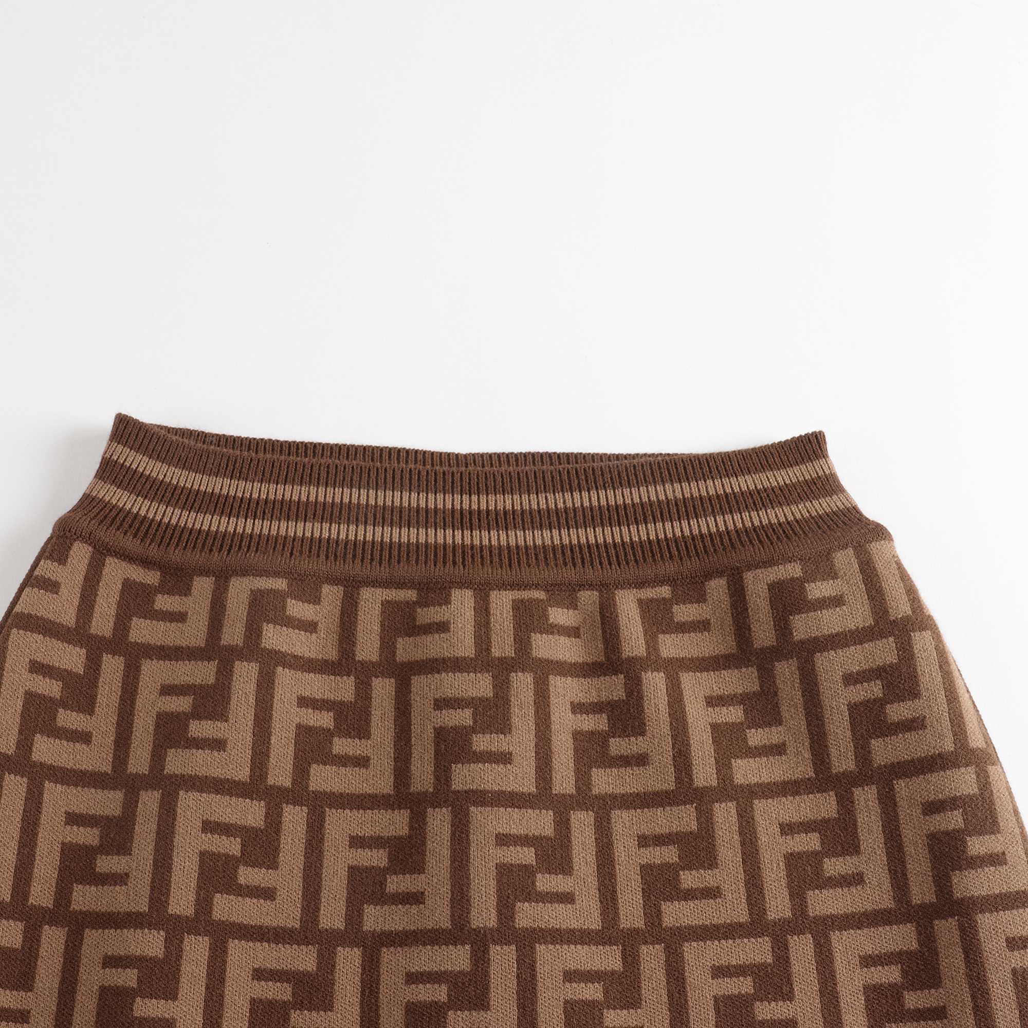 Girls Brown FF Knit Skirt