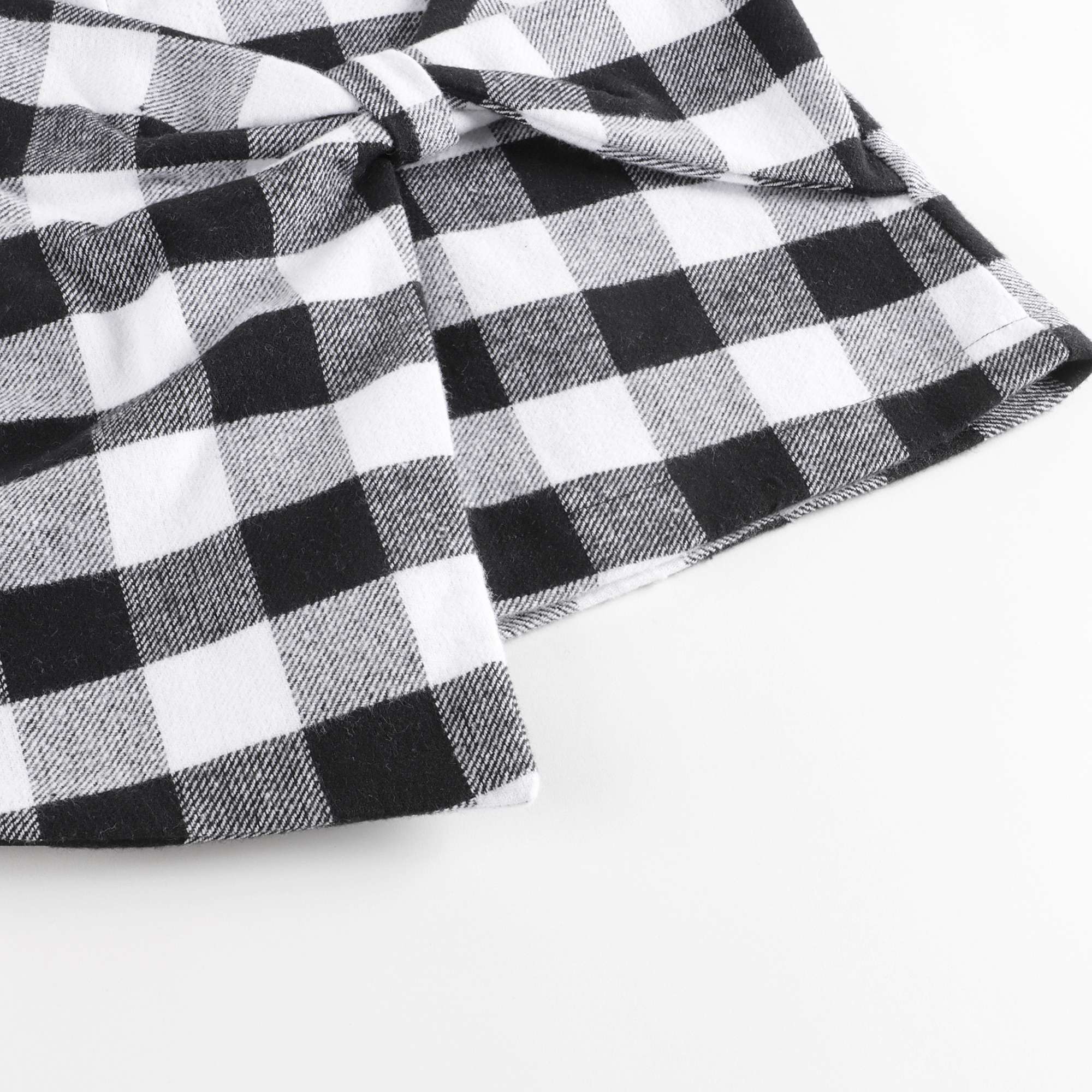 Girls Black Check Cotton Skirt