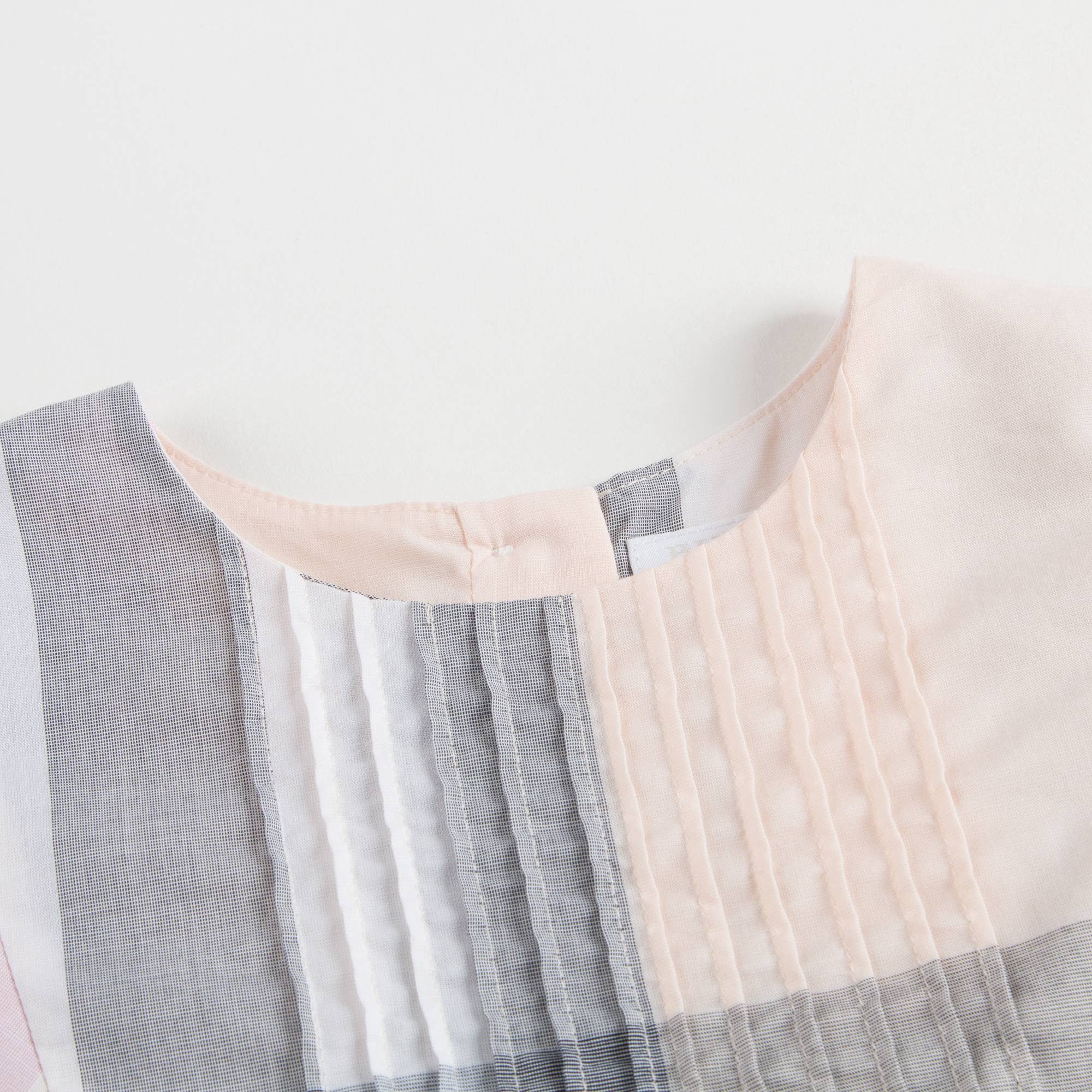 Girls Apricot Check Cotton Dress