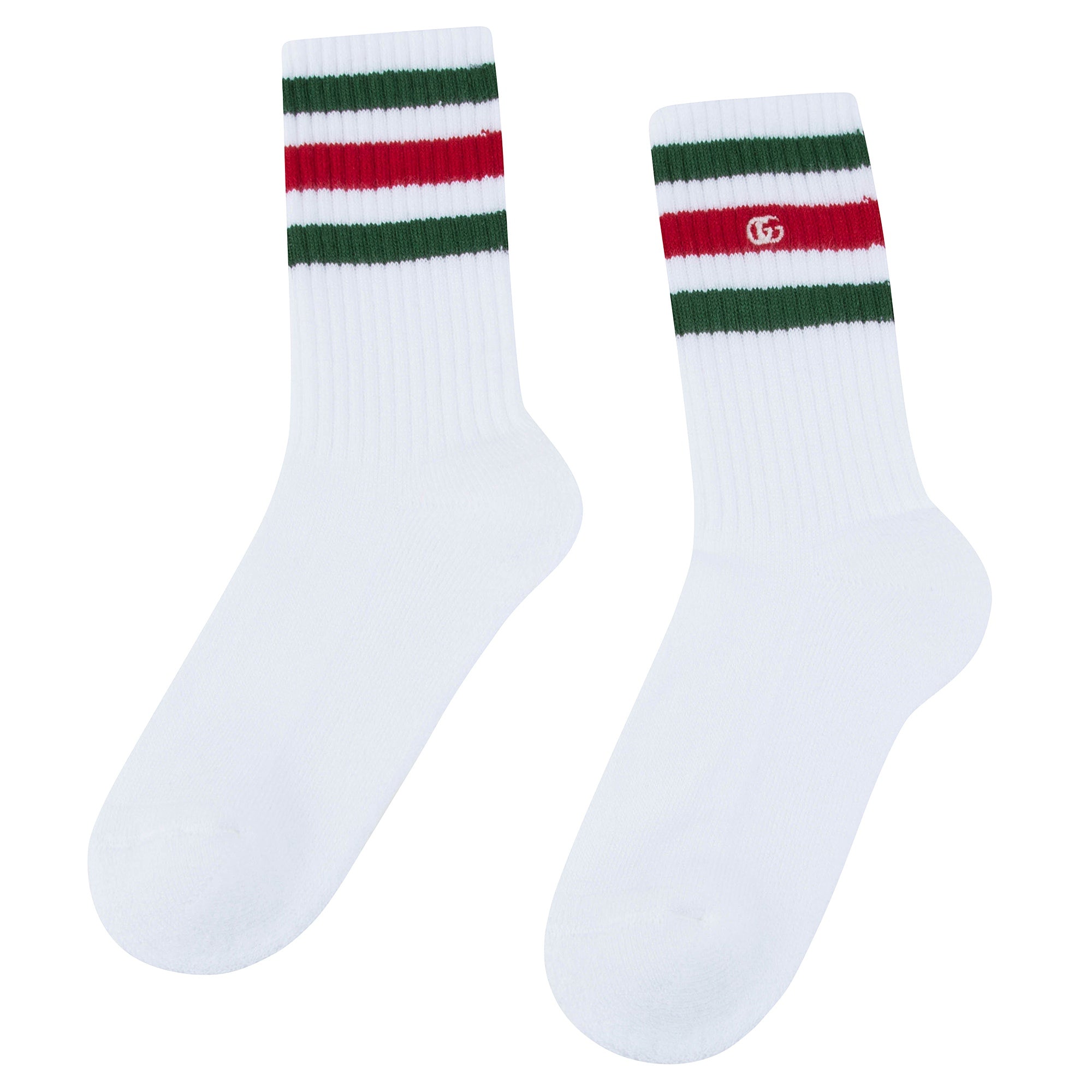 Girls & Boys White & Dark Green  Socks