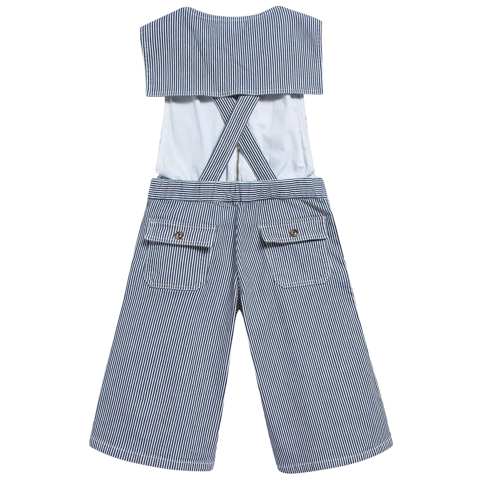 Girls Blue Striped Cotton Trousers