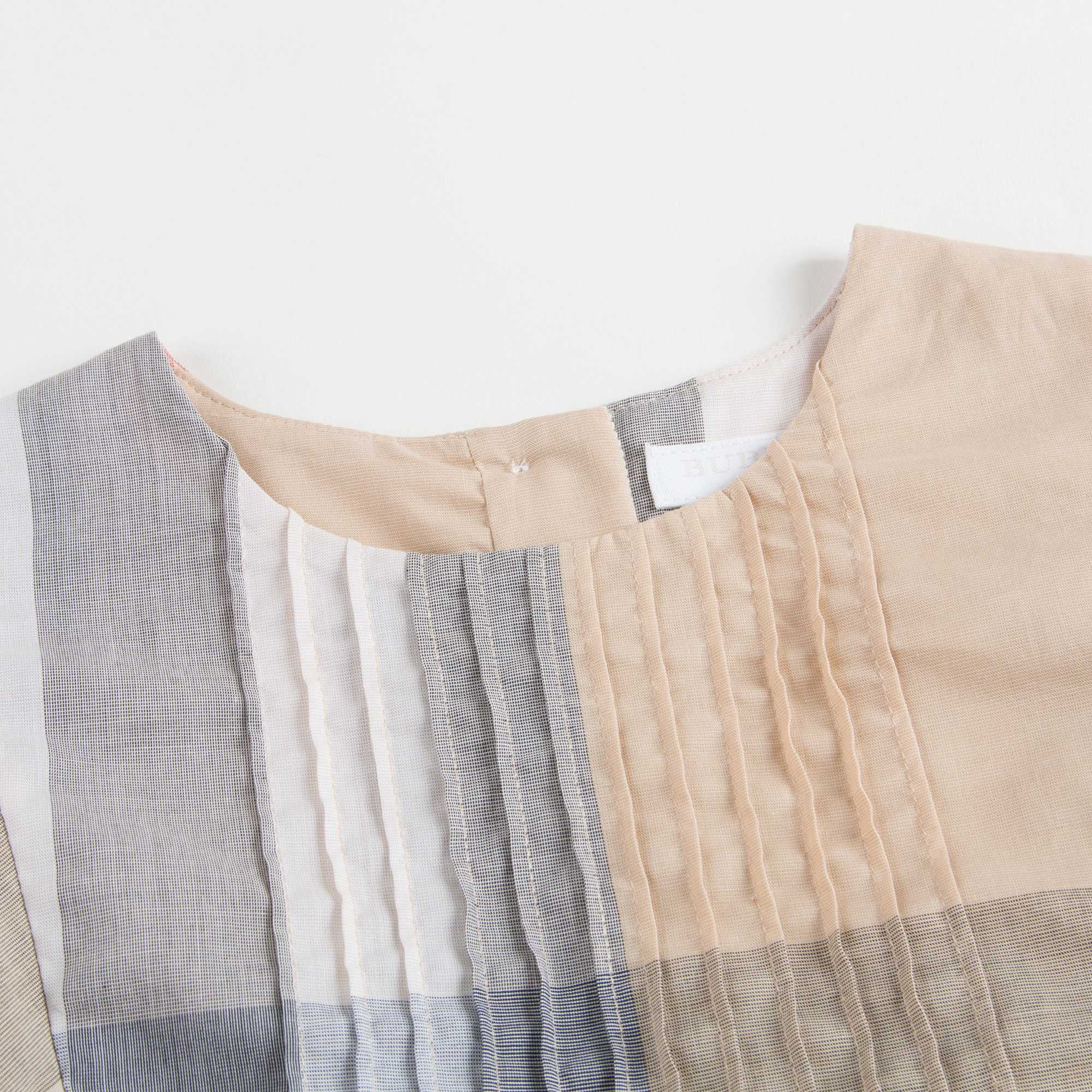 Girls Beige Classic Check Dress