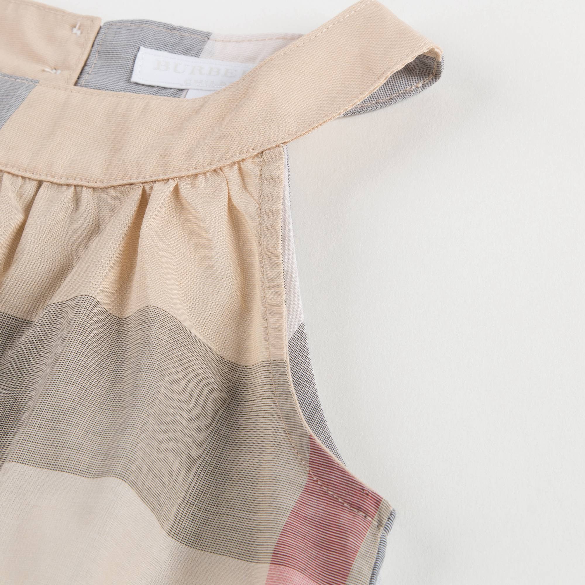 Girls Beige Check Sleeveless Top