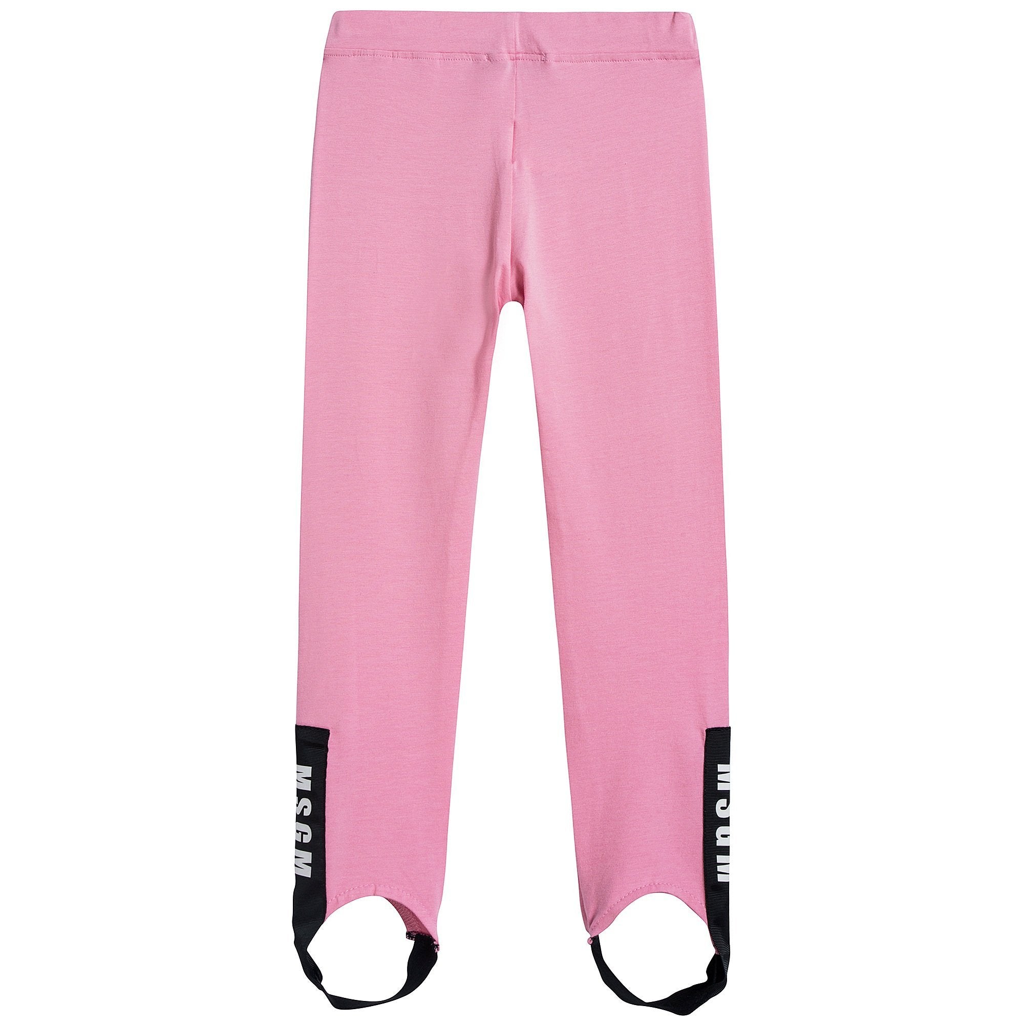 Girls Pink Logo Cotton Leggings
