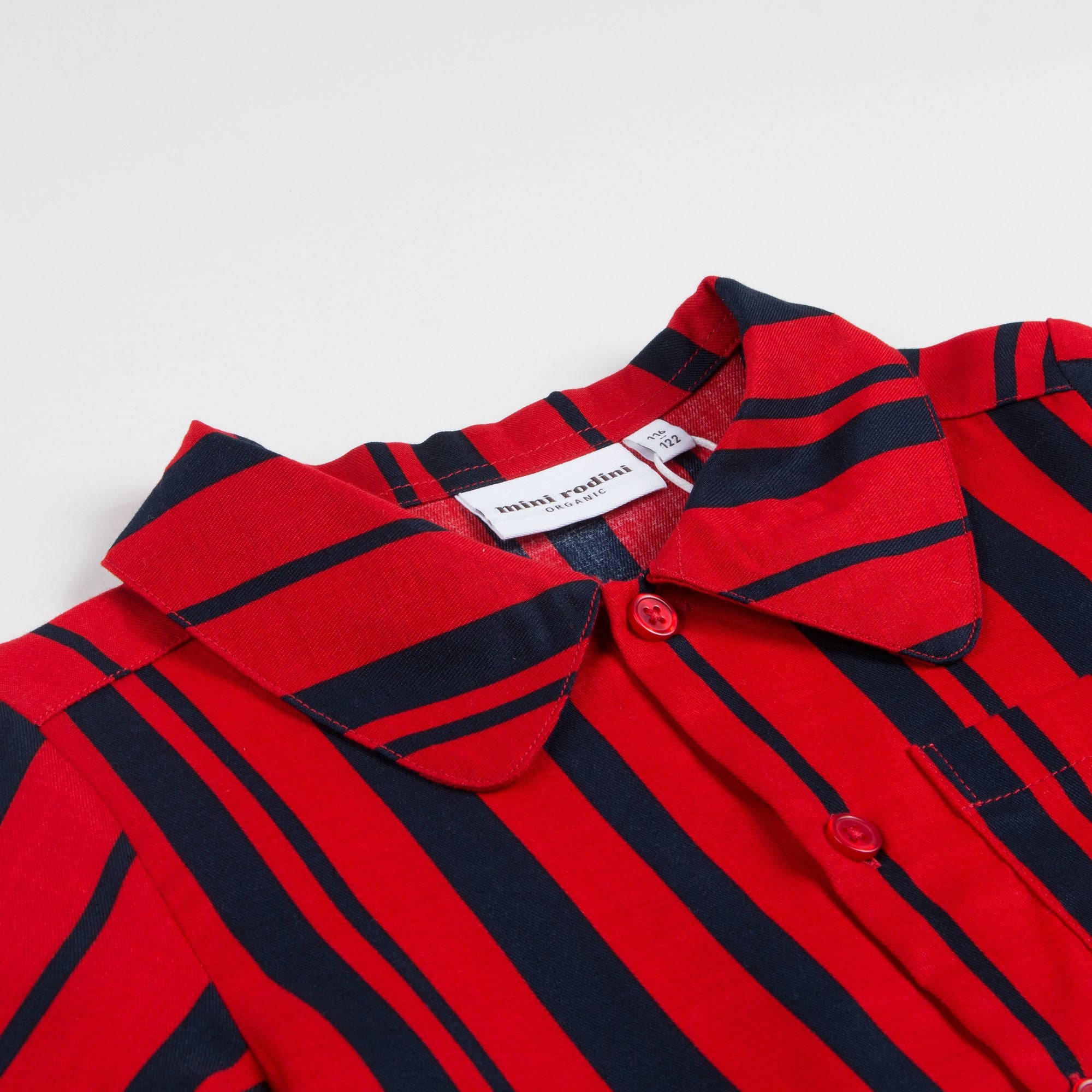 Boys  Red  Odd Stripe Woven  Organic Cotton  T-shirt