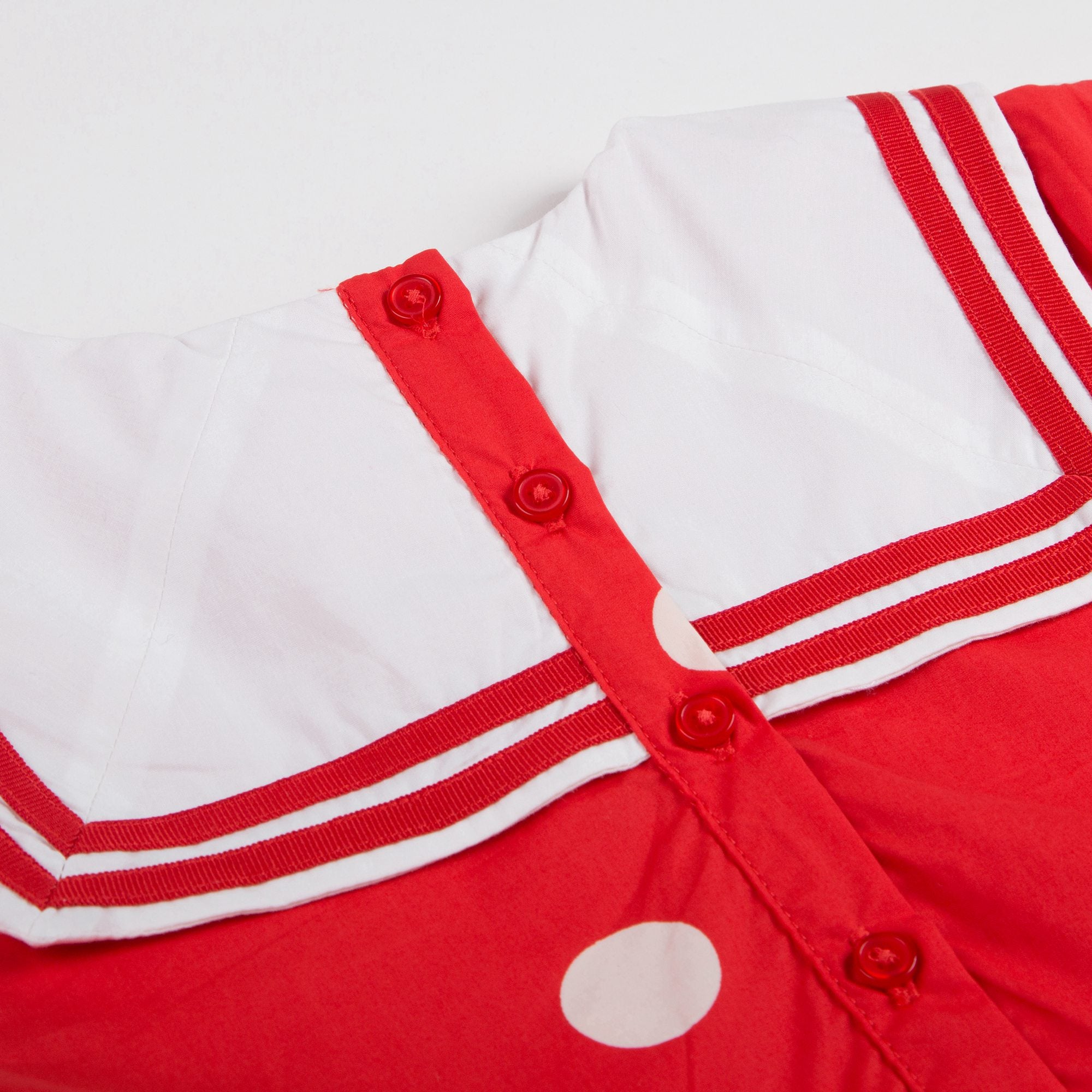 Girls Red Dot Woven Sailor Organic Cotton Dress