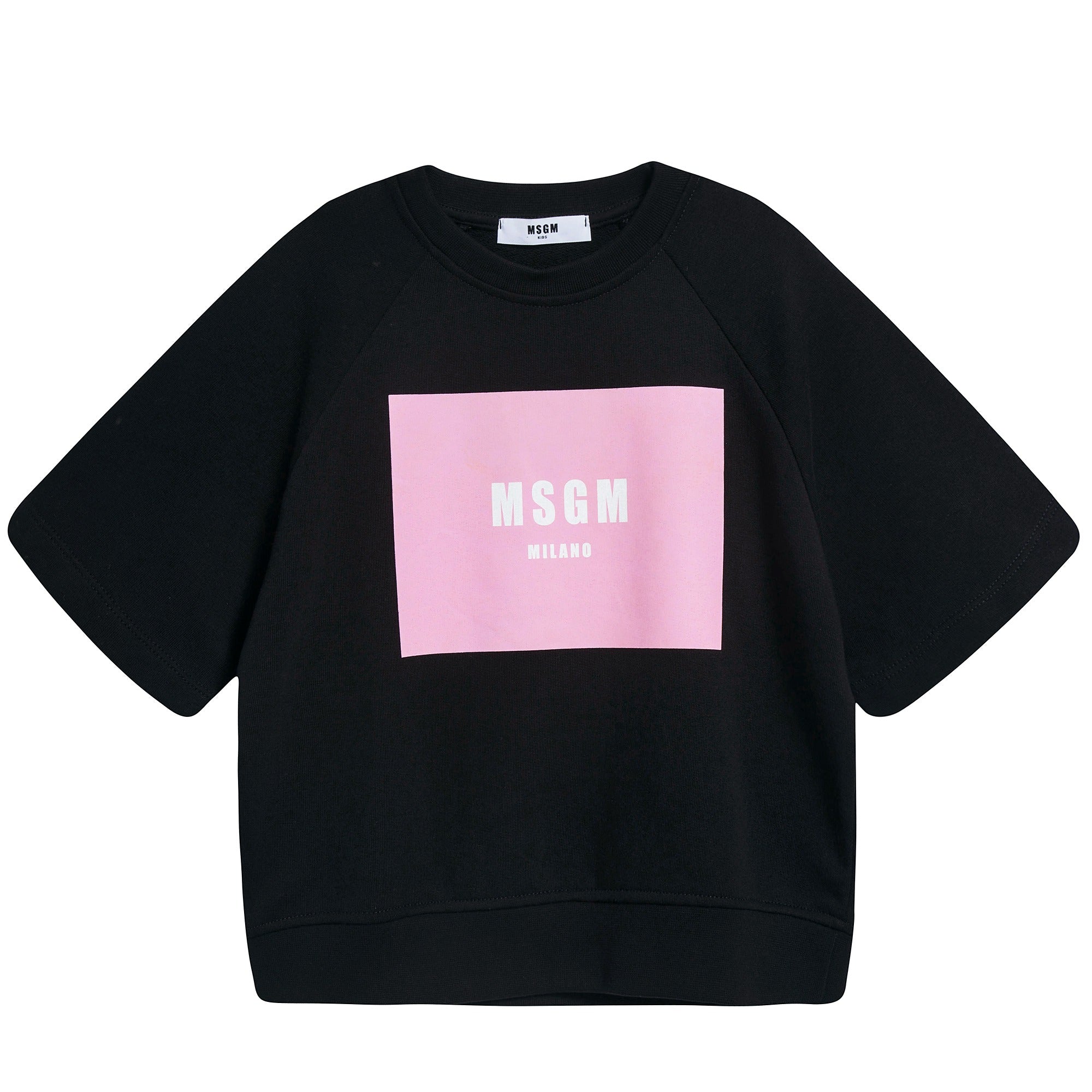 Girls Black Logo Cotton Over Swea T-shirt