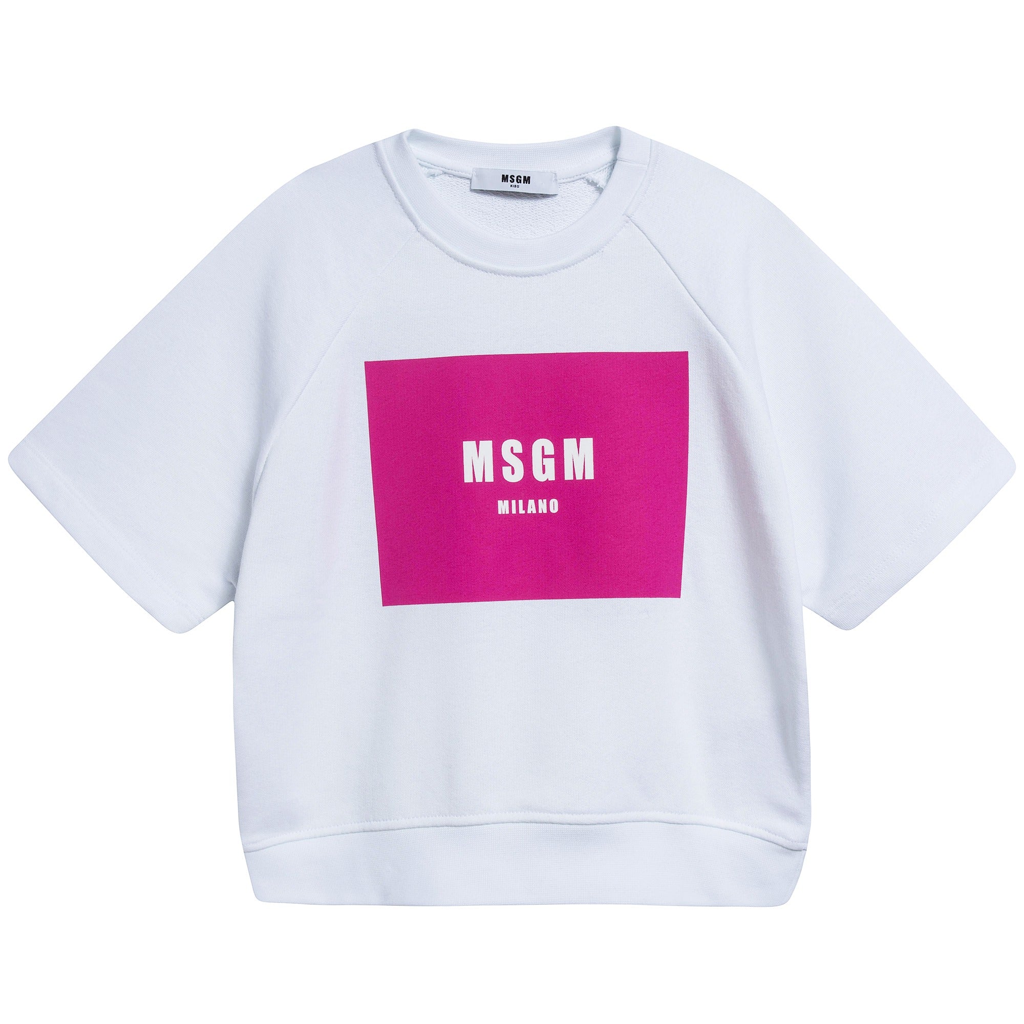 Girls White Logo Cotton Over Swea T-shirt