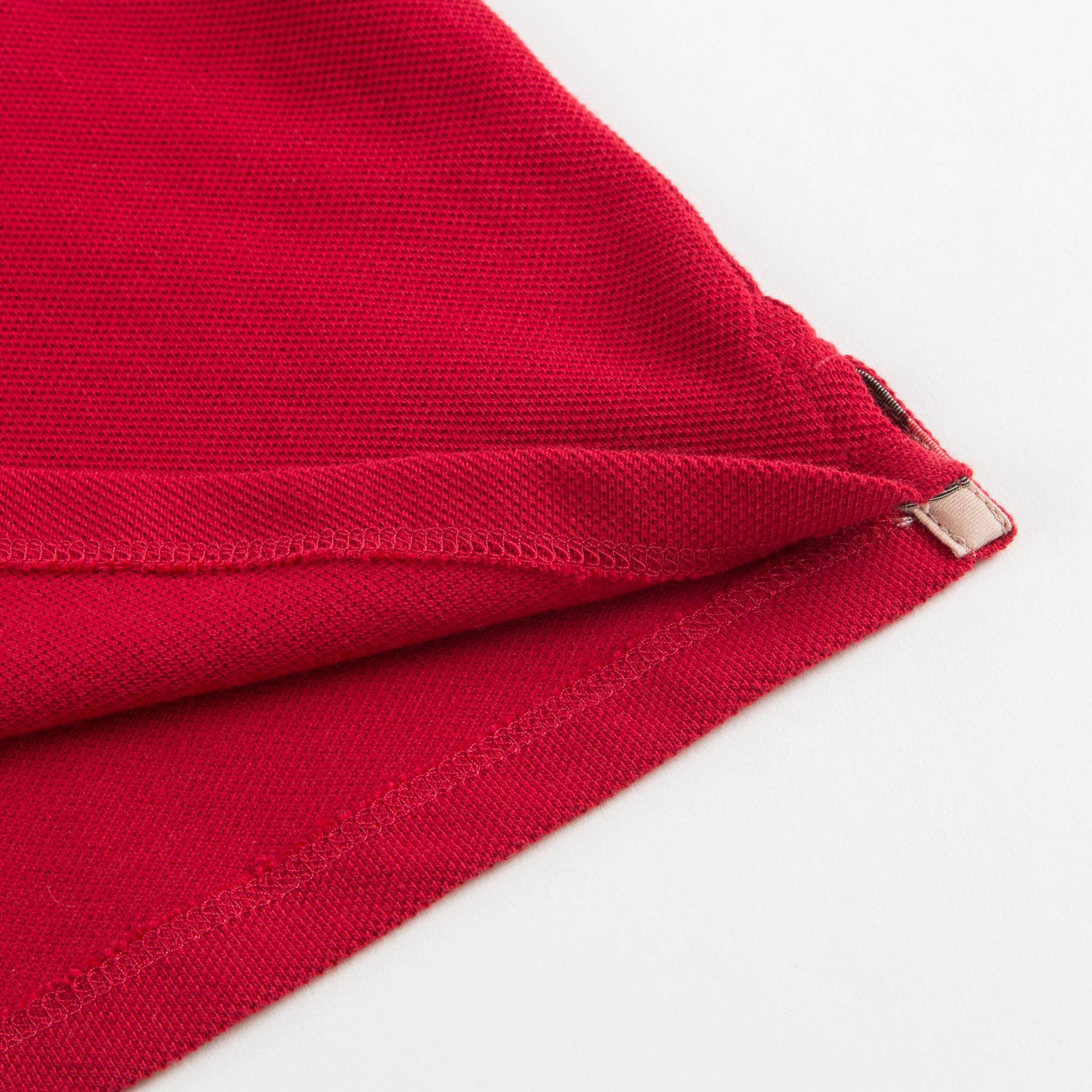 Baby Boys Red Cotton Polo Shirt With Check Collar