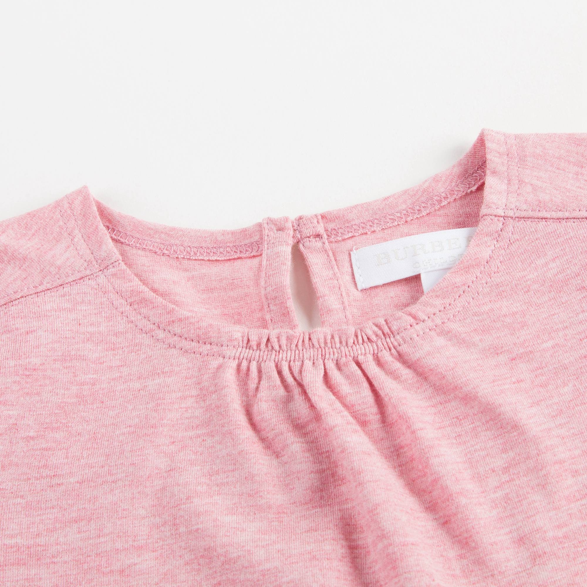 Baby Girls Pink Cotton T-shirt With Check Trim