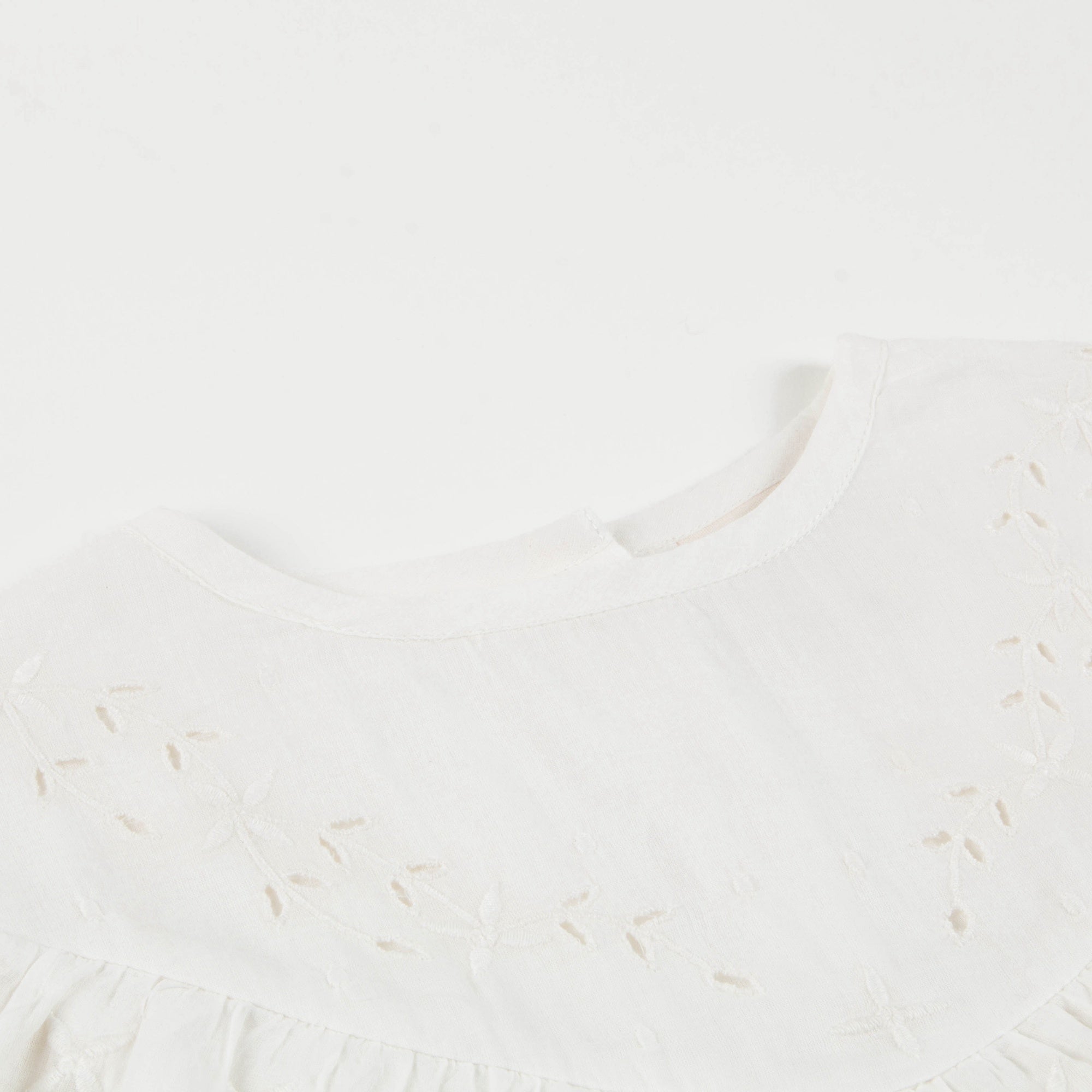 Girls Off White Cotton Dress
