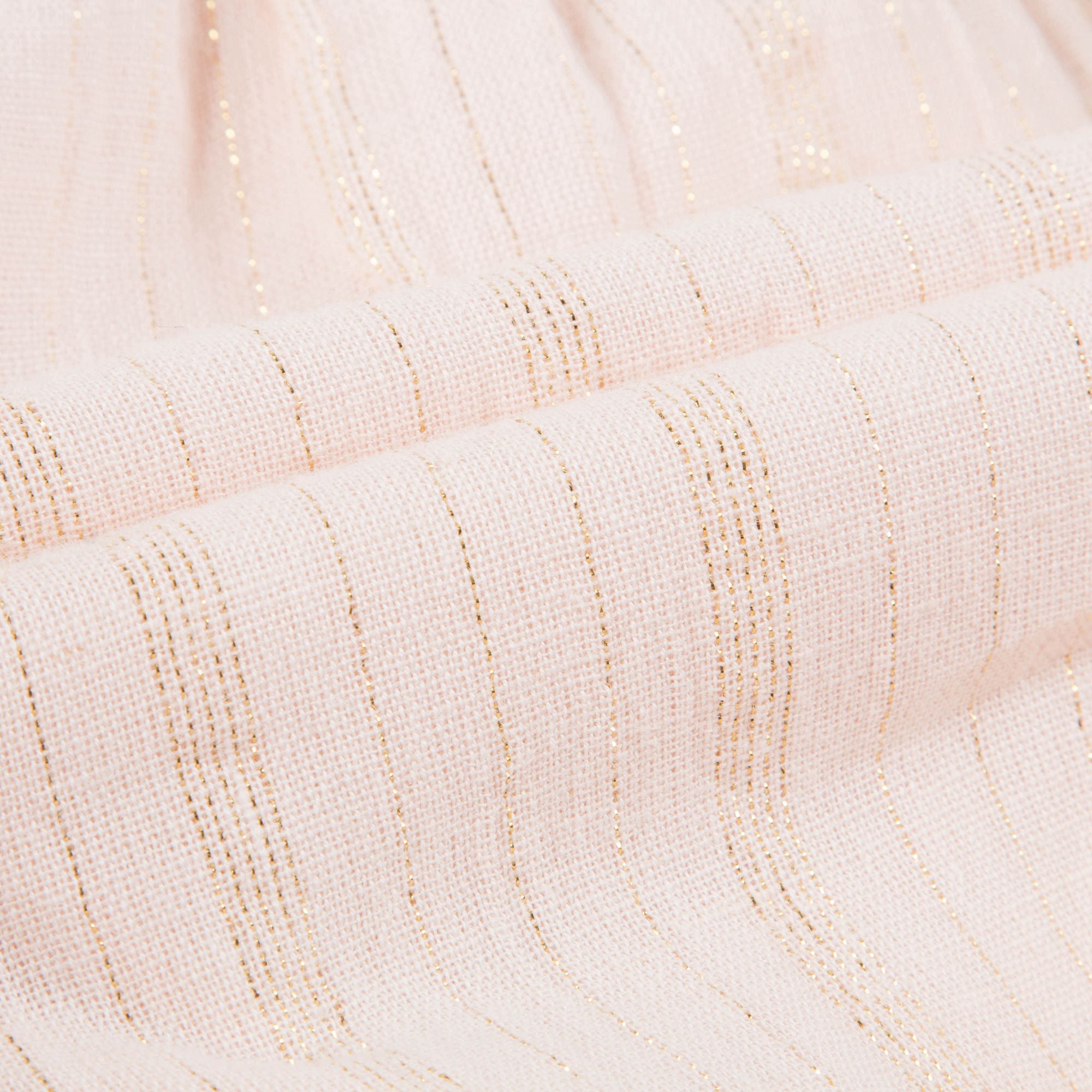 Girls Light Pink Gold Lurex Stripes Cotton Dress