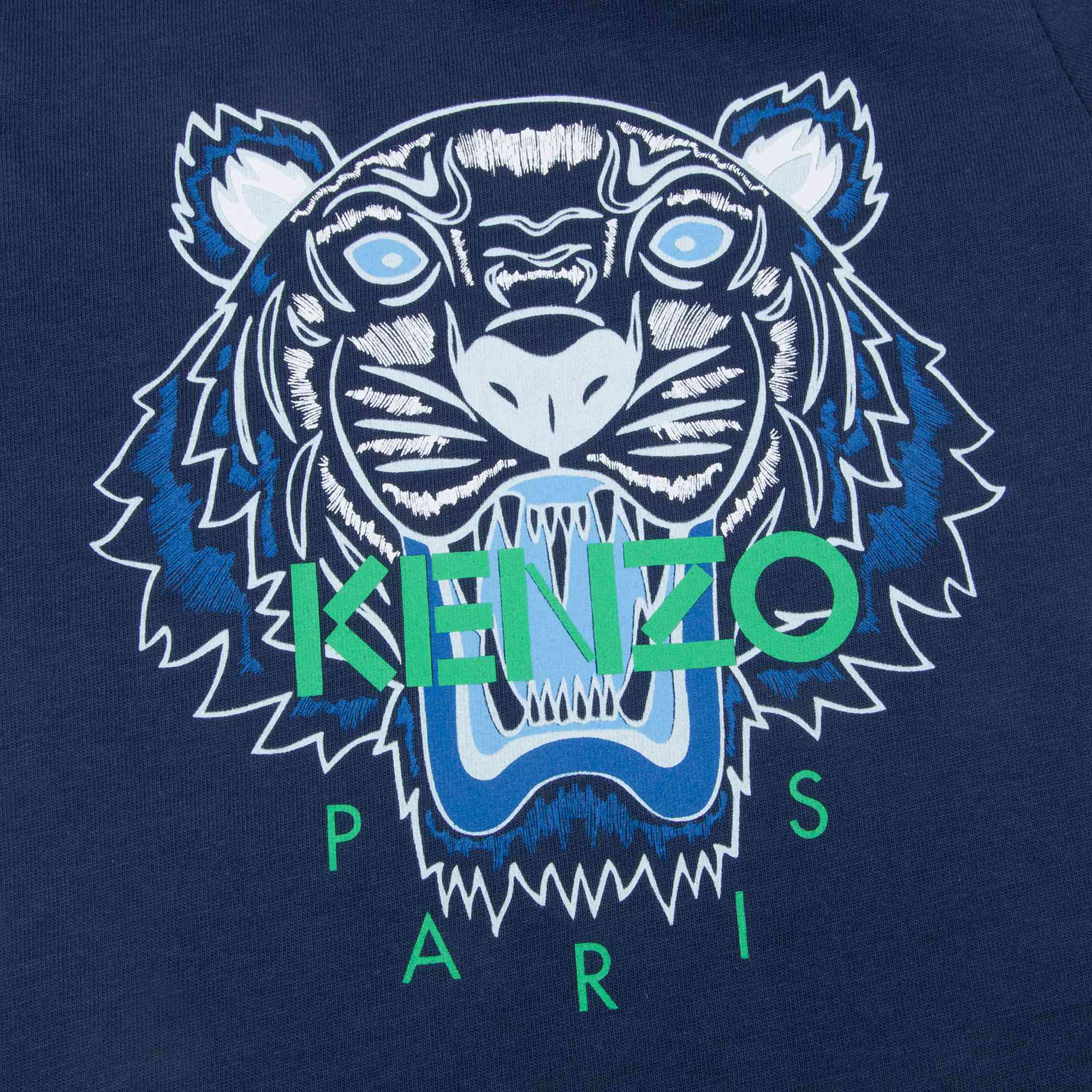 Boys Navy Tiger Printed Cotton T-shirt
