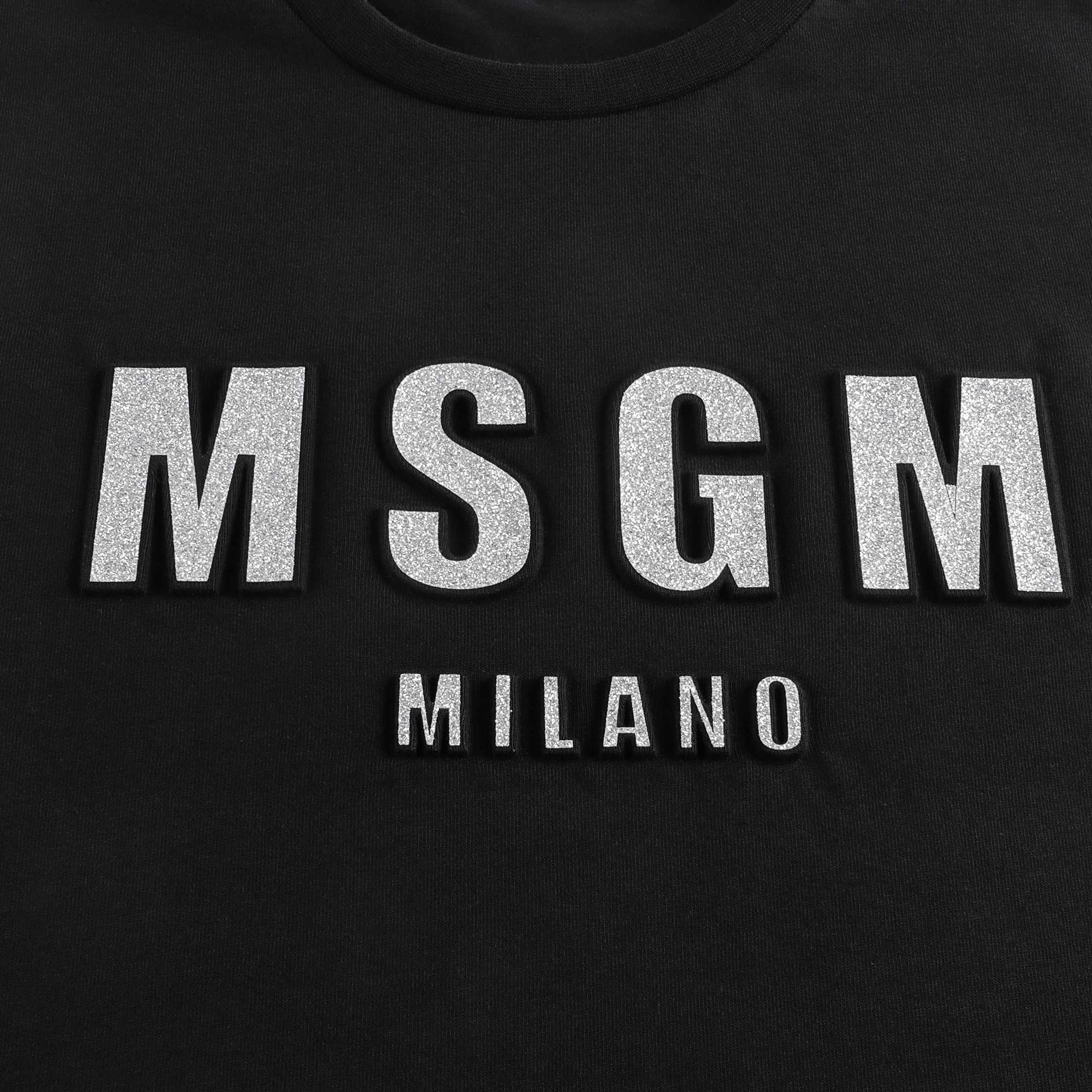 Girls Black Logo Cotton T-Shirt