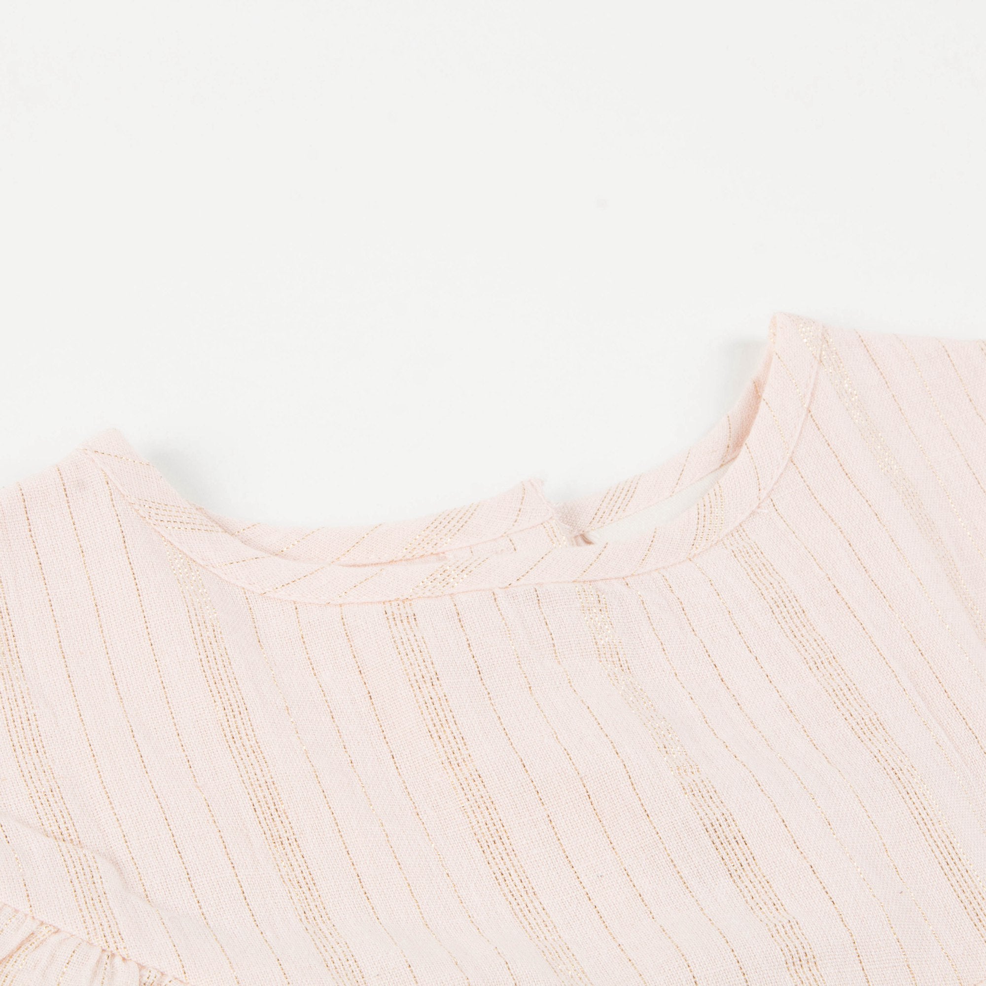 Girls Light Pink "Gold Lurex Stripes" Cotton Dress
