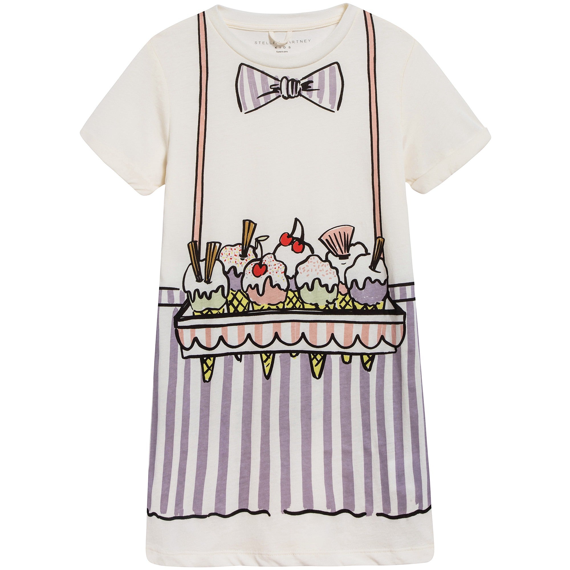 Girls Beige Printed Dress