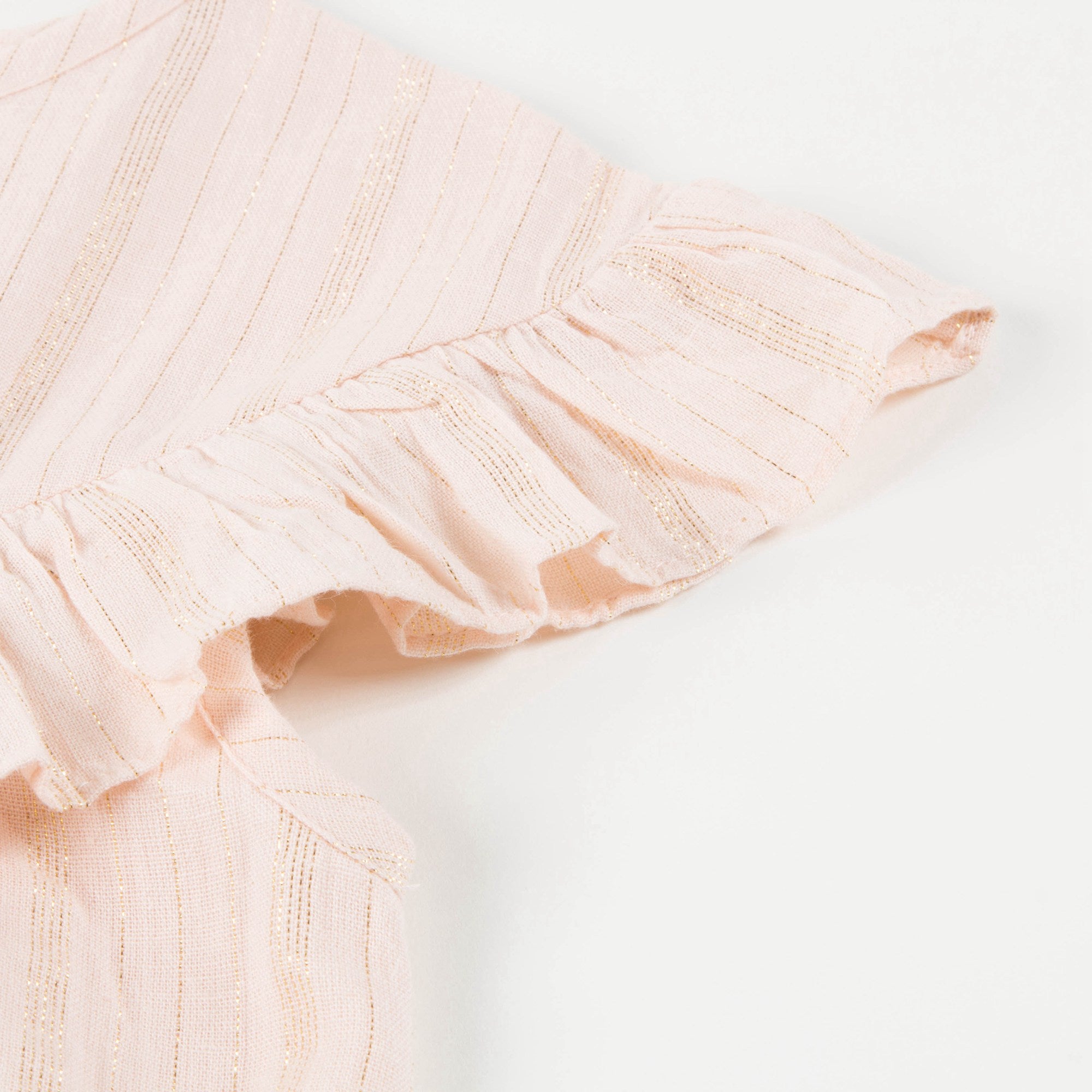 Girls Light Pink "Gold Lurex Stripes" Cotton Dress