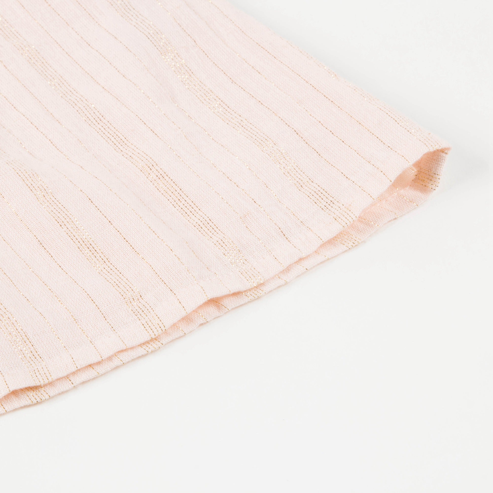 Girls Light Pink "Gold Lurex Stripes" Cotton Dress