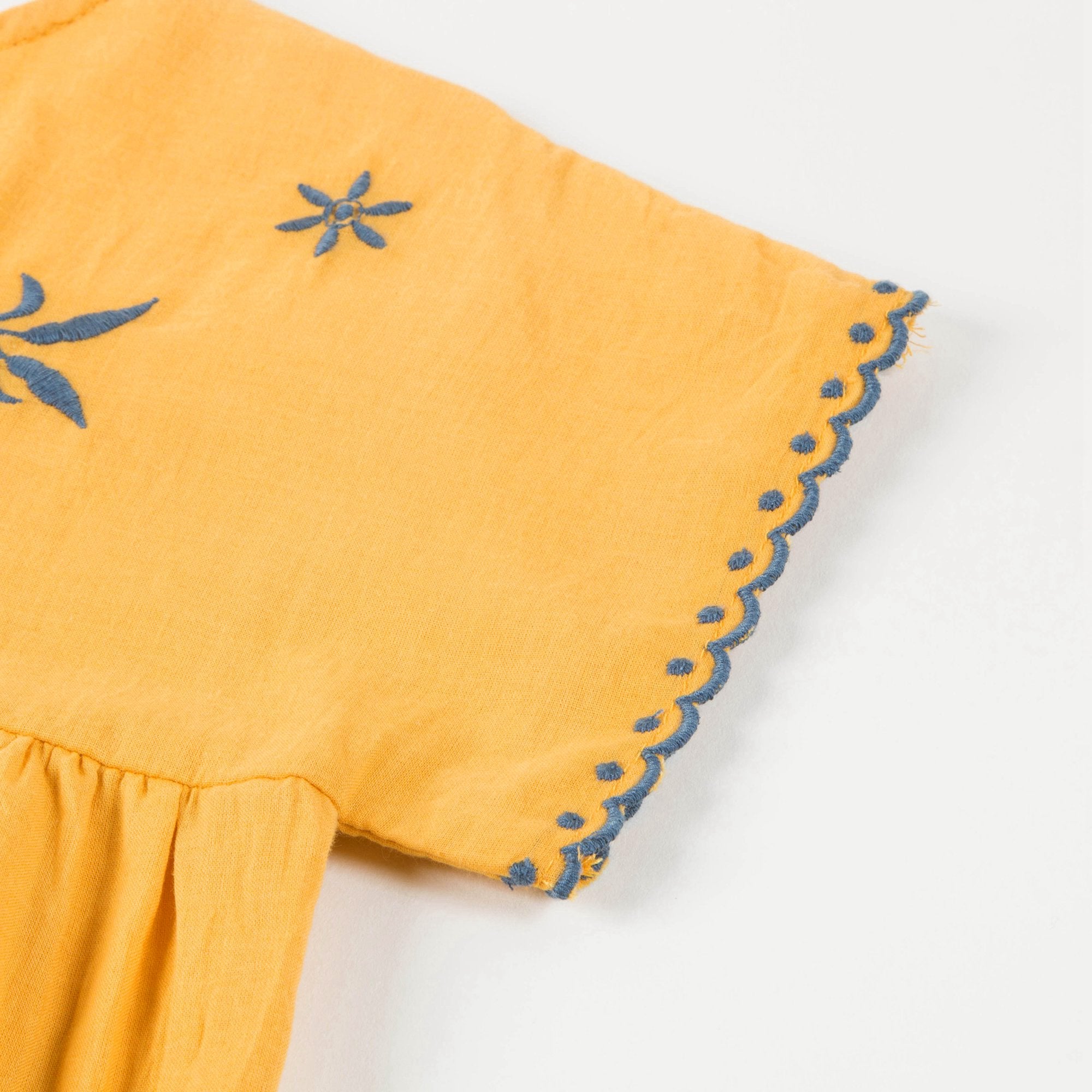 Girls Saffron Printed Cotton Dress