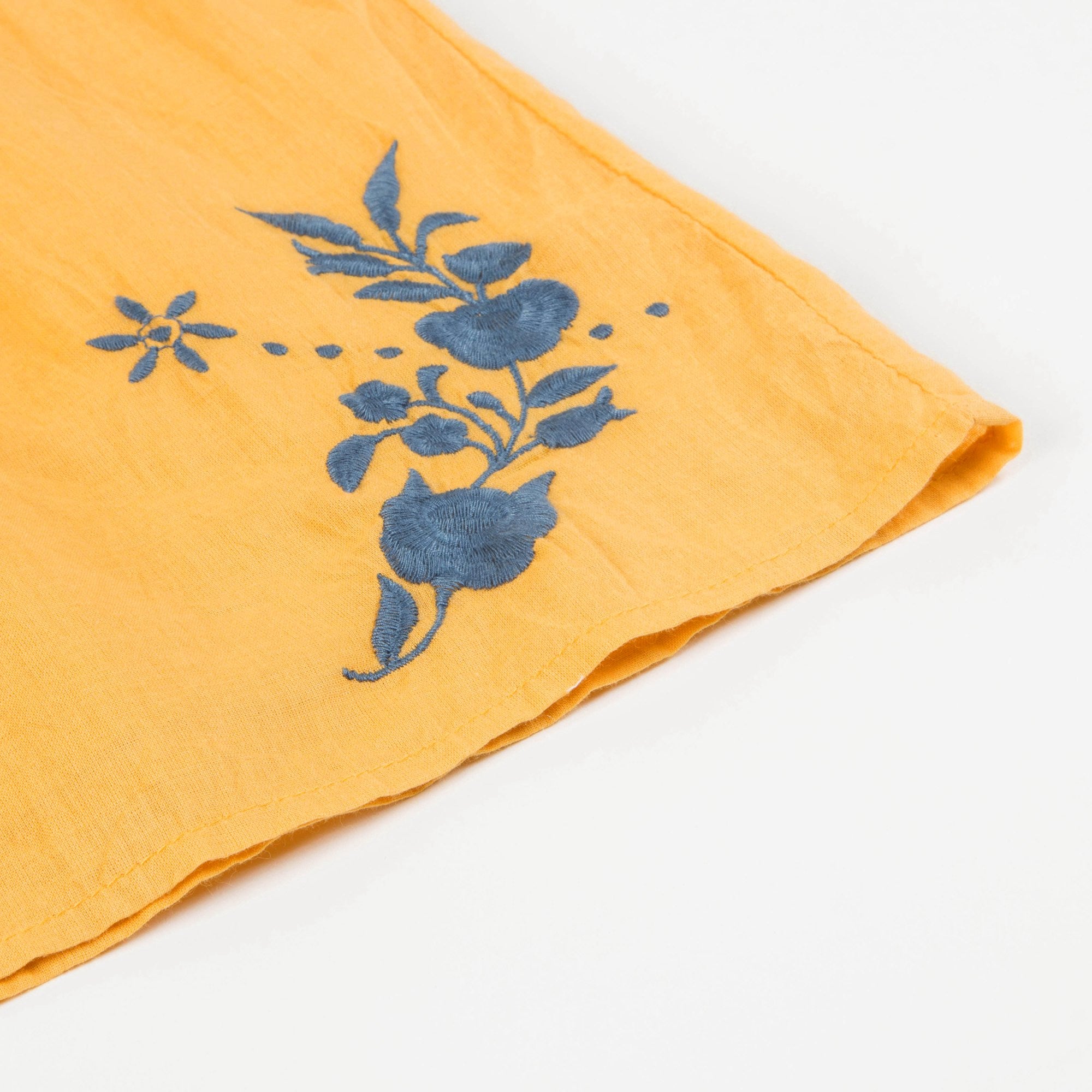 Girls Saffron Printed Cotton Dress