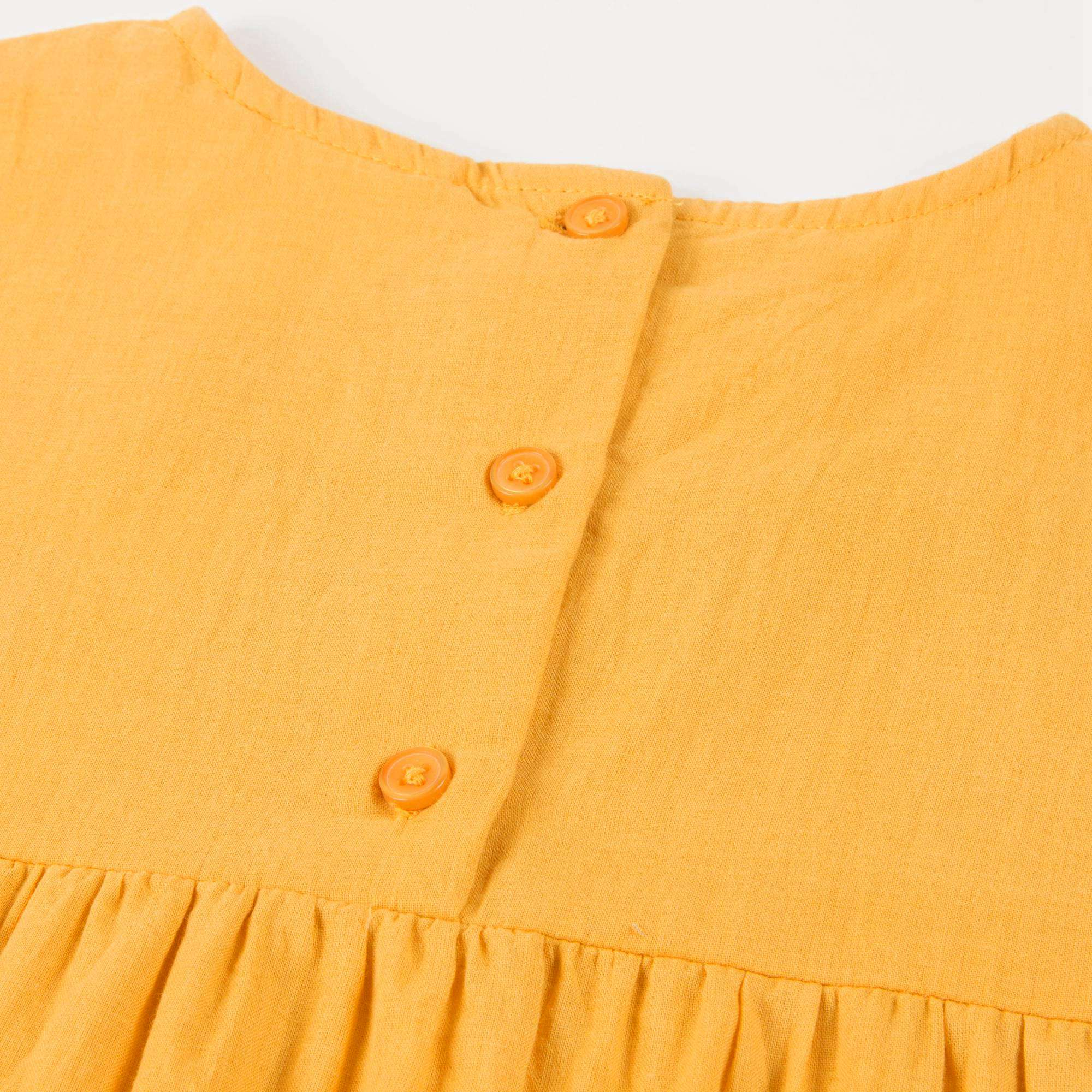 Girls Saffron Printed Cotton Dress