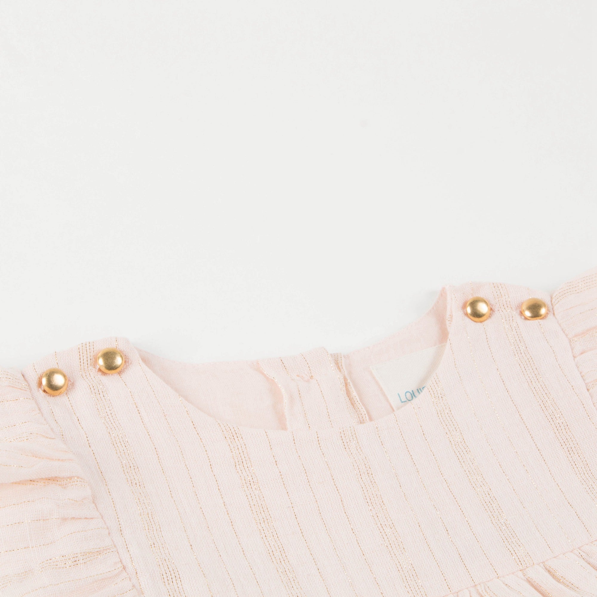 Baby Girls Light Pink "Gold  lurex  stripes" Cotton Dress