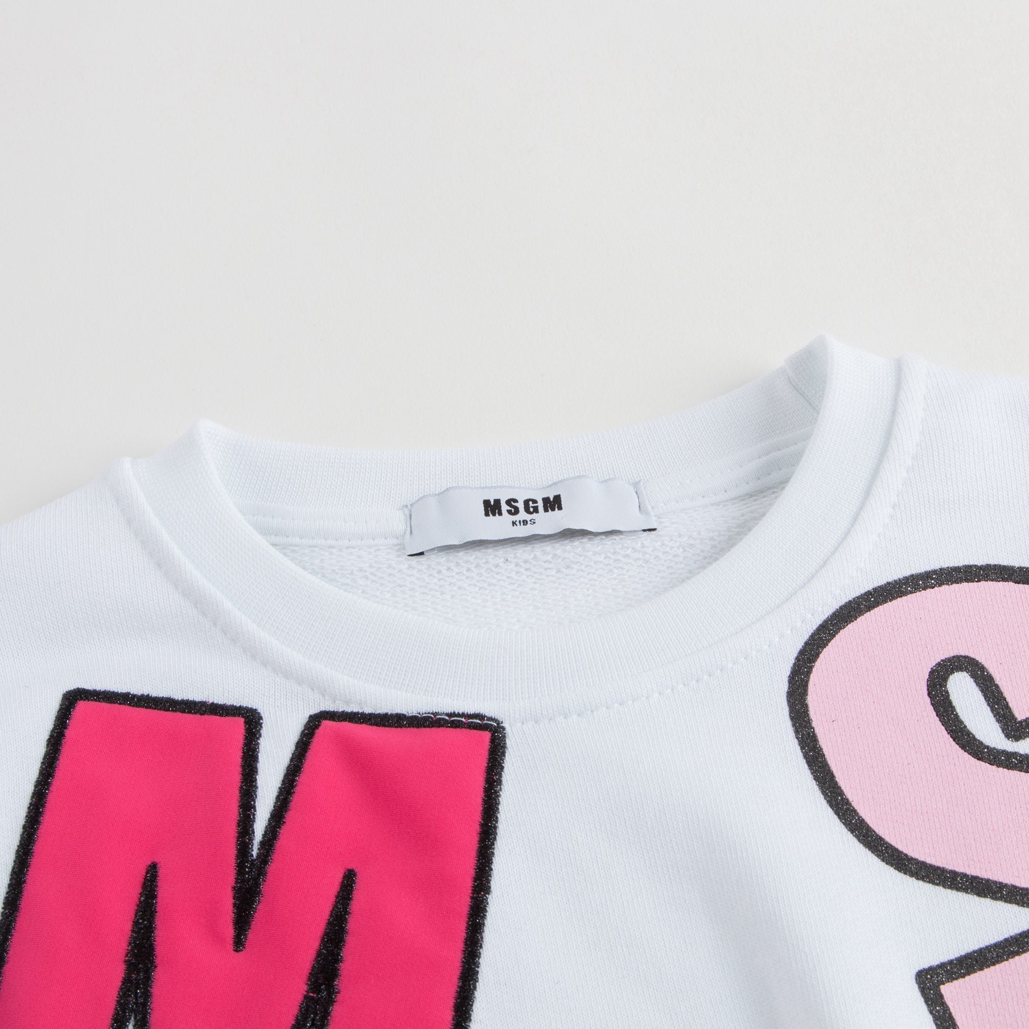 Girls White Logo Cotton Sweatshirt