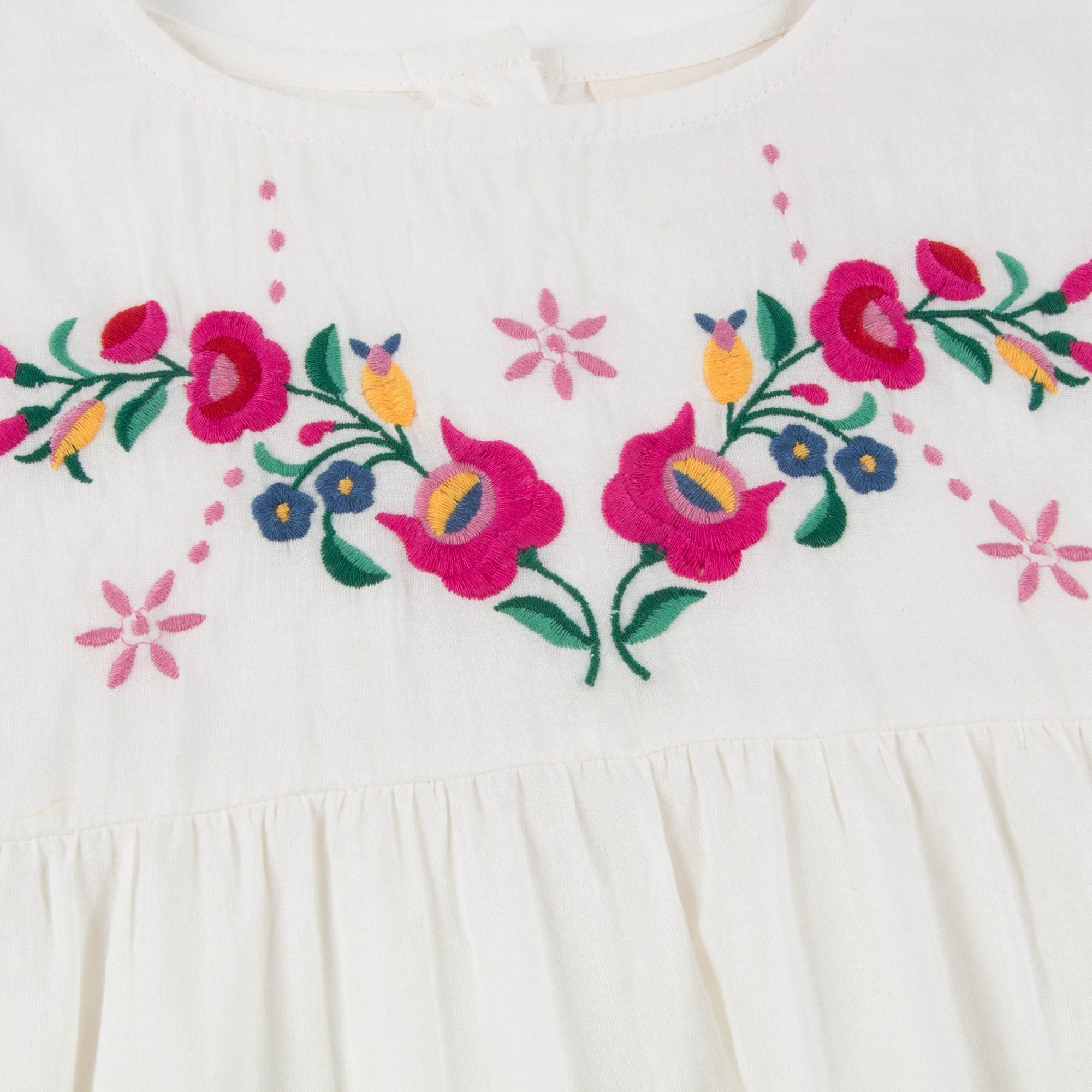 Girls Off  White Cotton Tunic