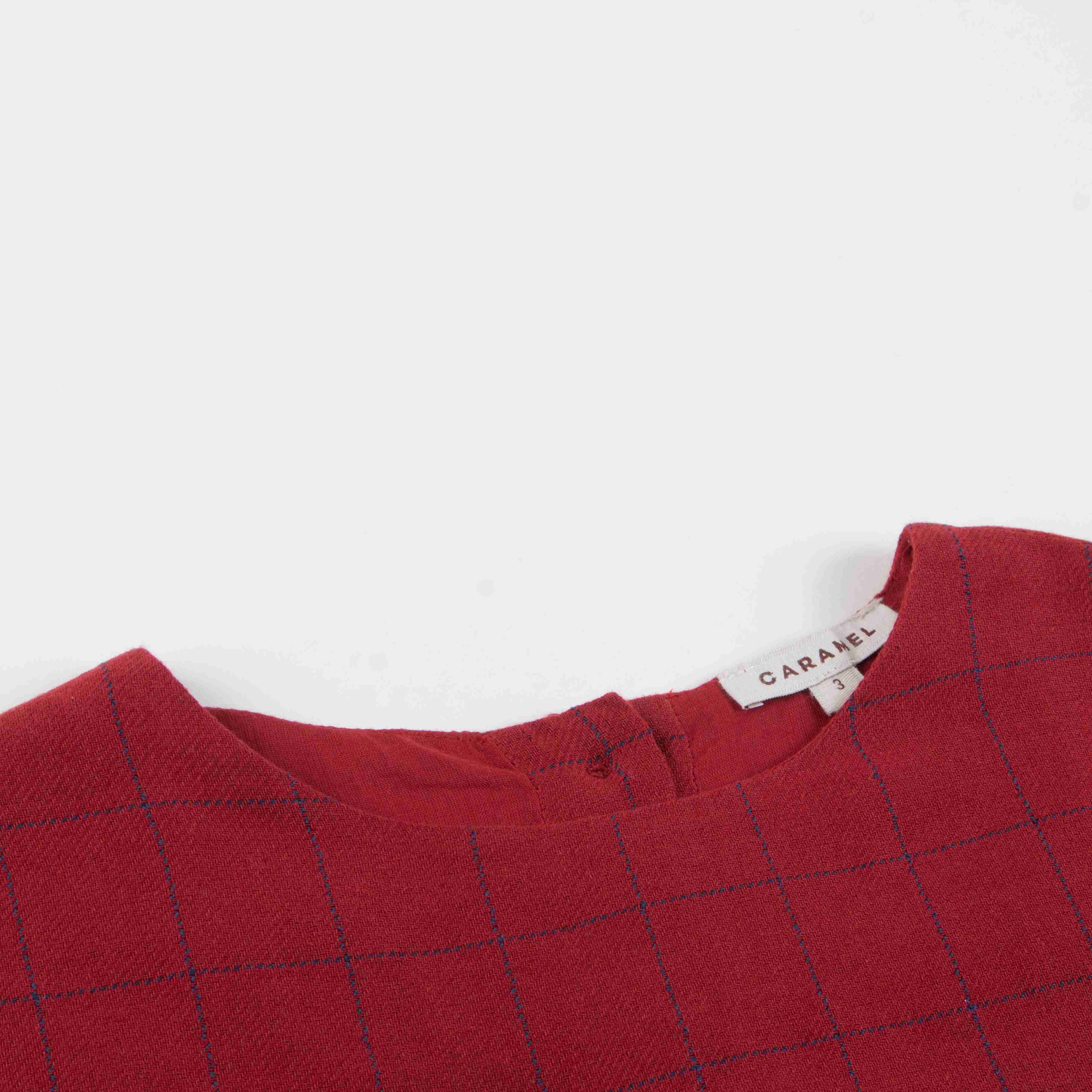 Girls Red Check Cotton Dress