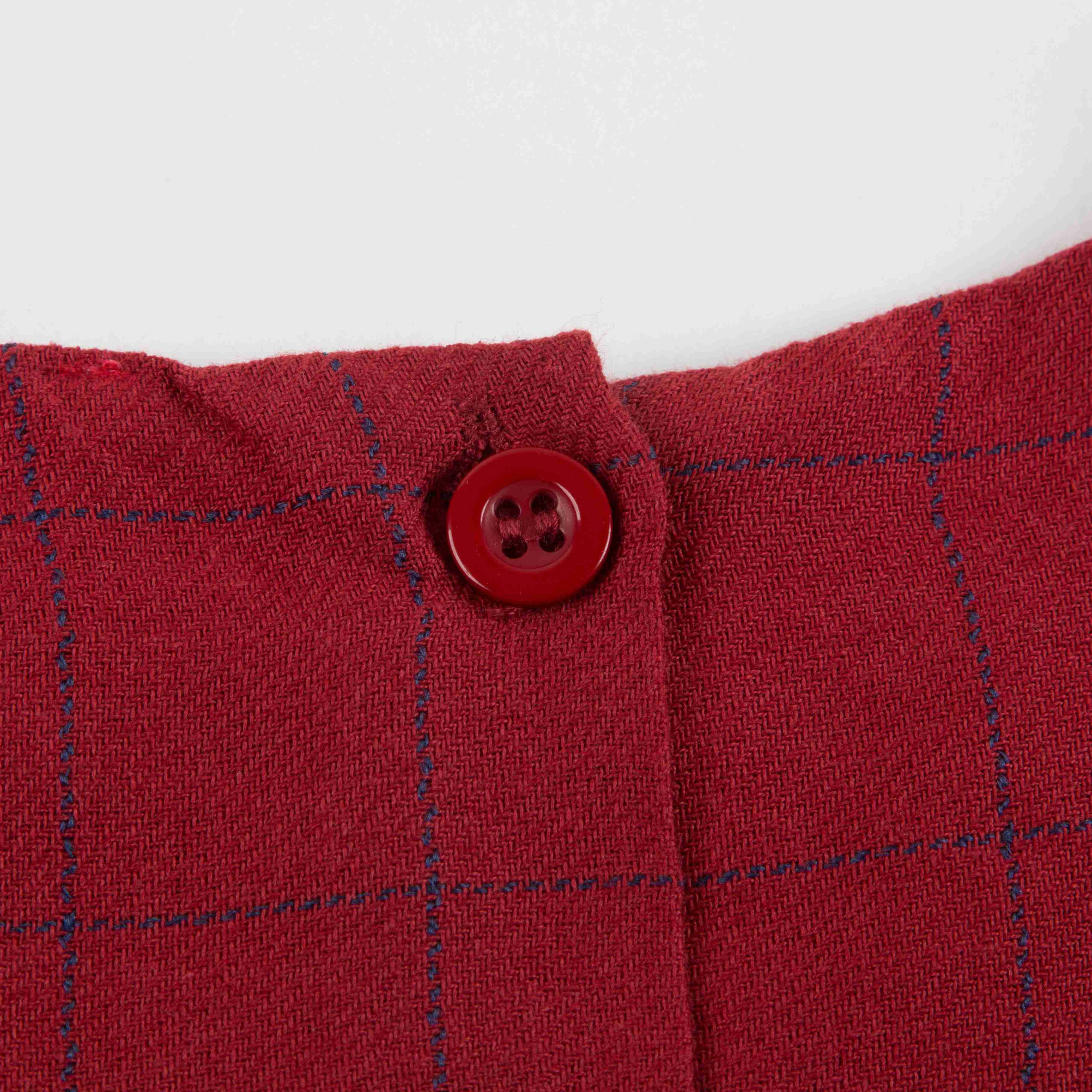 Girls Red Check Cotton Dress