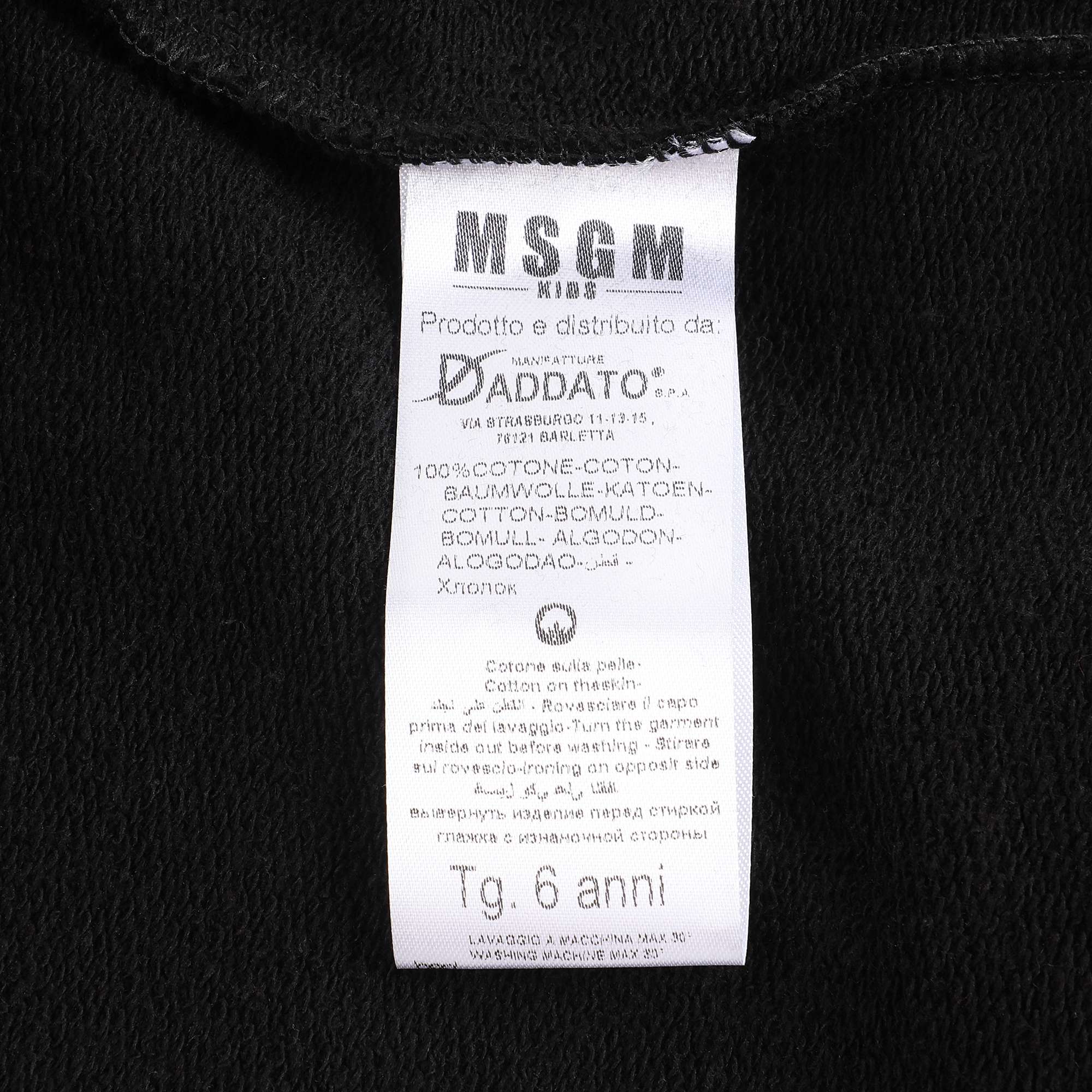 Girls Black Logo Cotton Sweatshirt