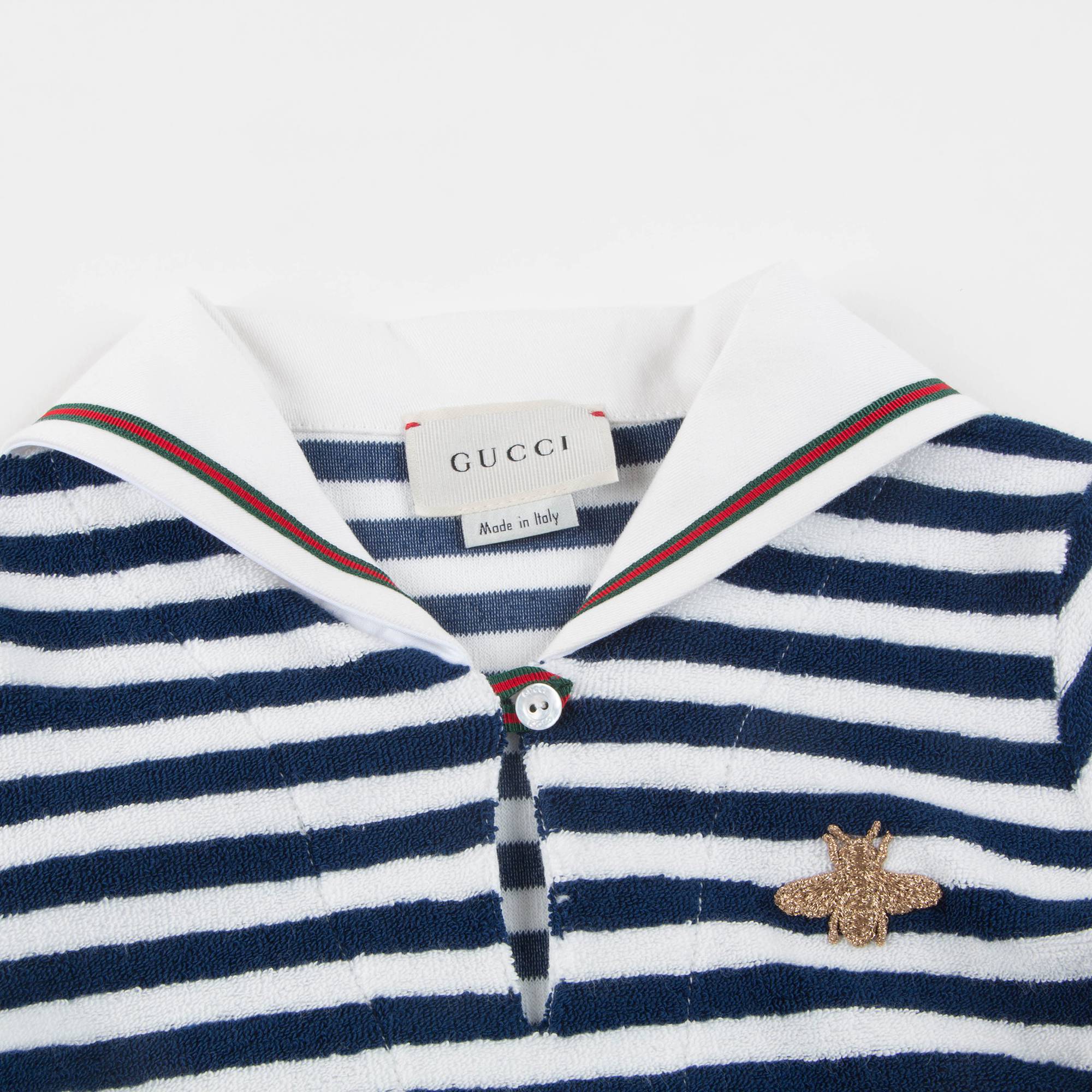 Girls Blue & White Striped Towelling Dress