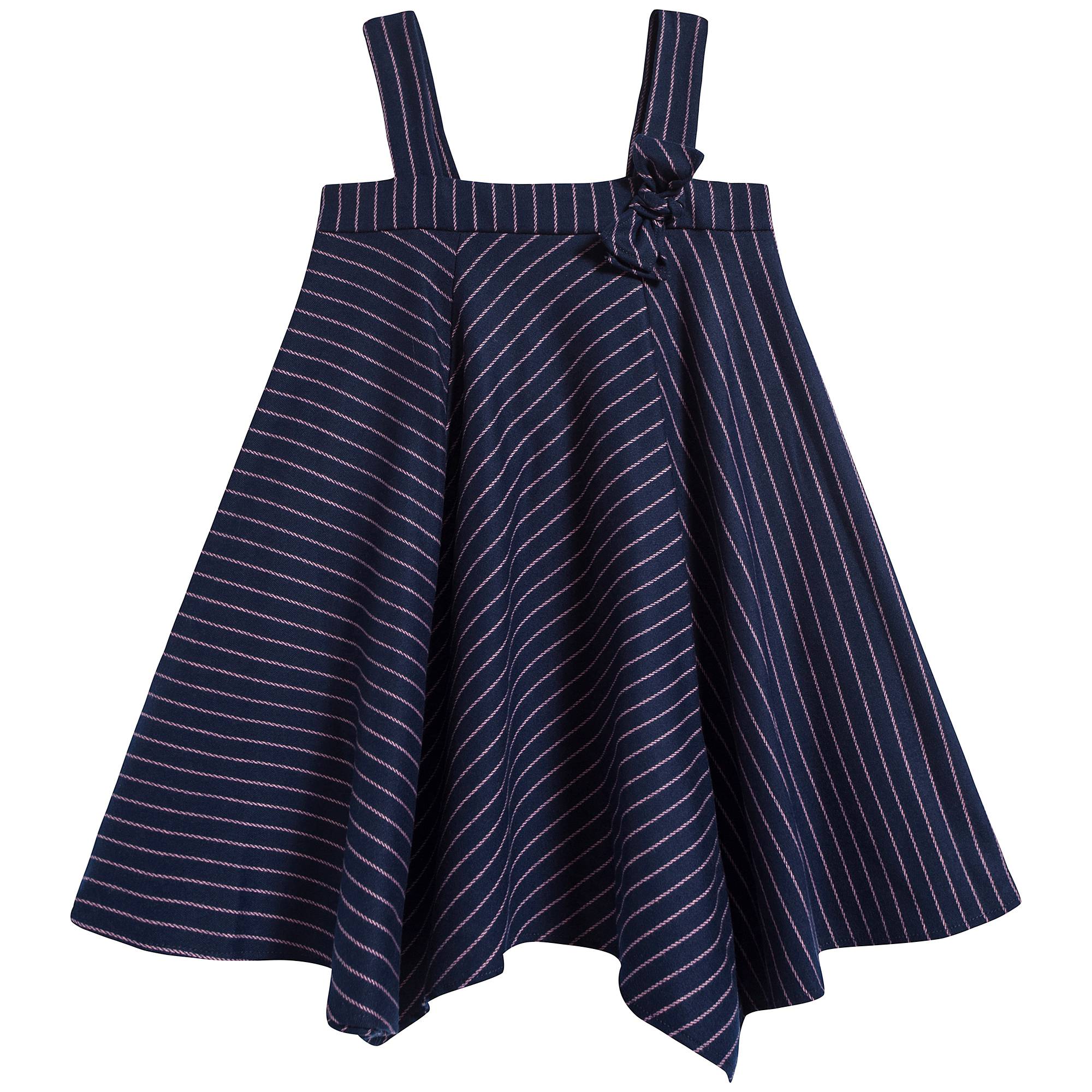 Girls Blue & Pink Striped Dress