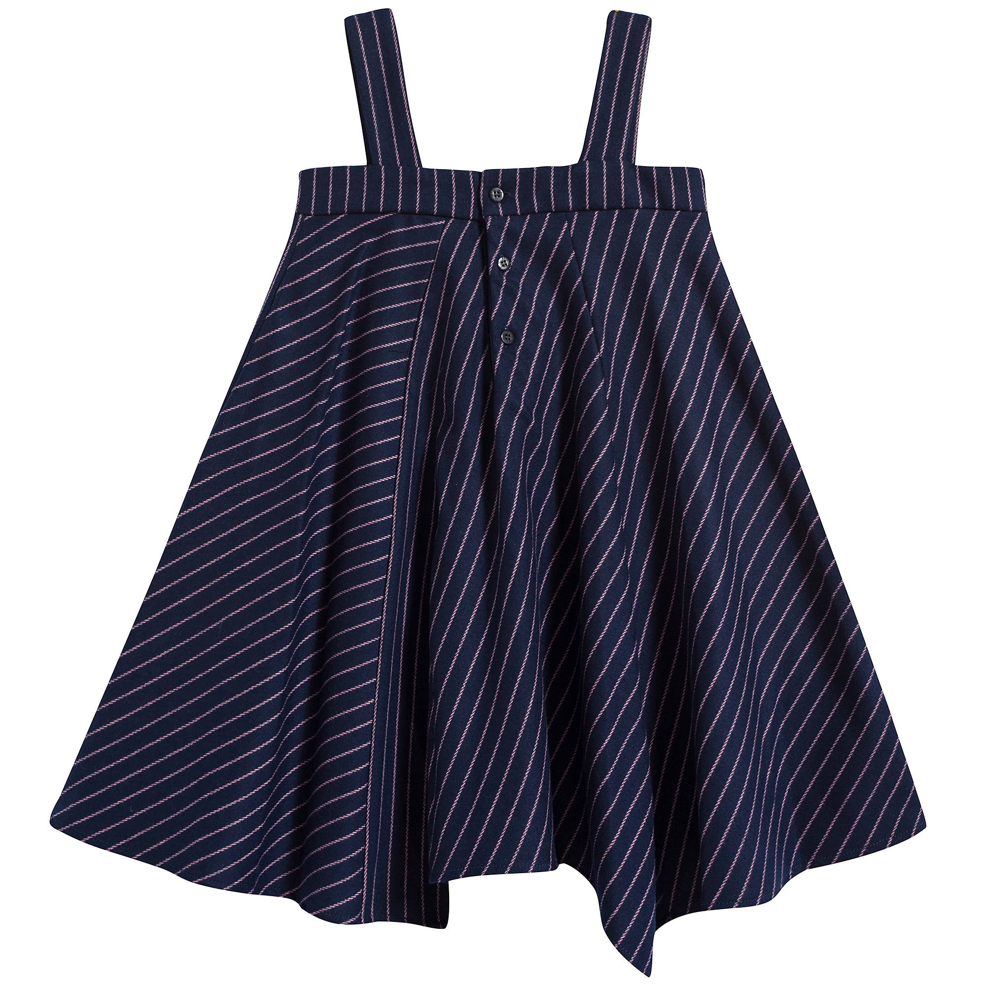 Girls Blue & Pink Striped Dress