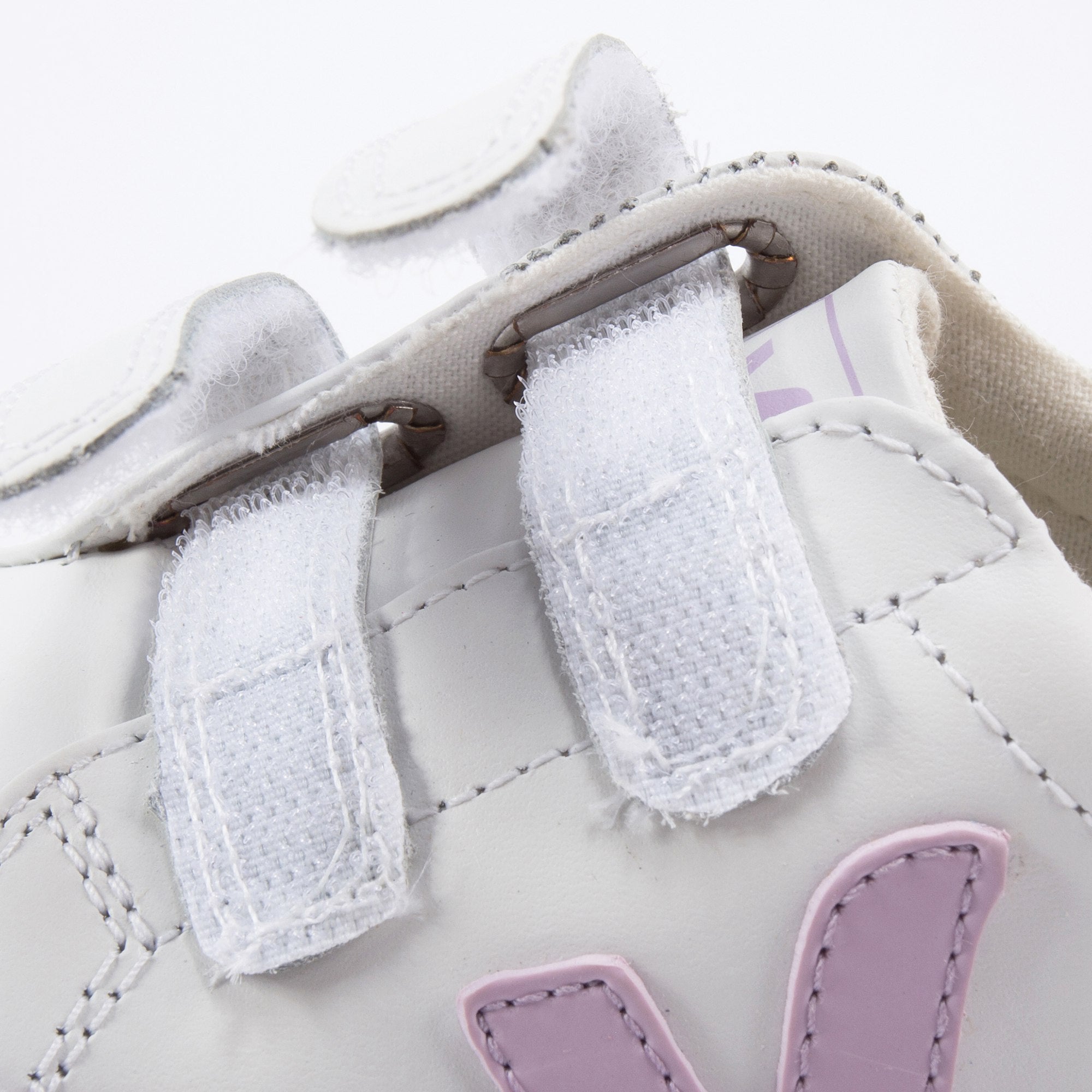 Girls Black Leather Velcro With Purple "V" Shoes