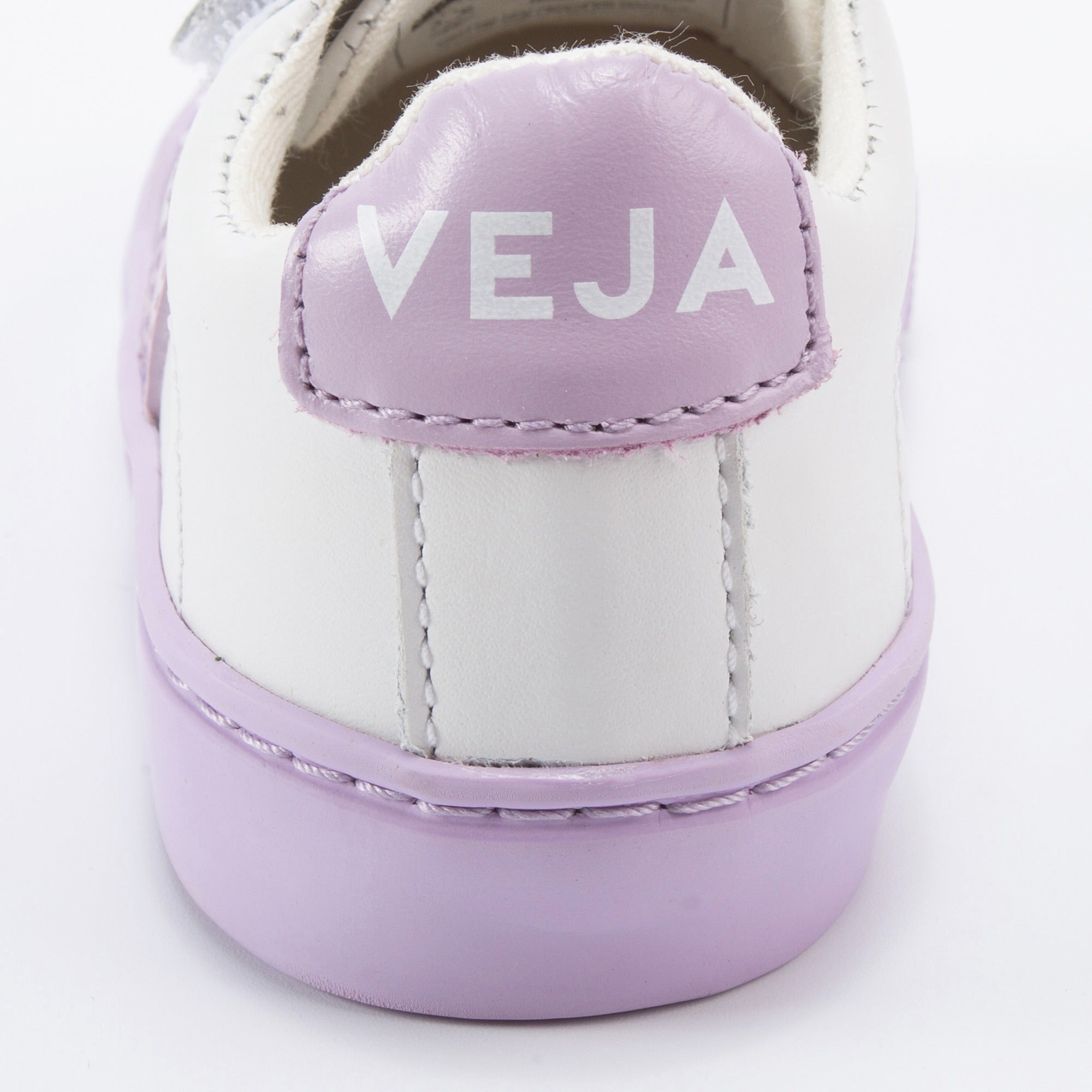 Baby White Leather Velcro With Purple "V" Shoes