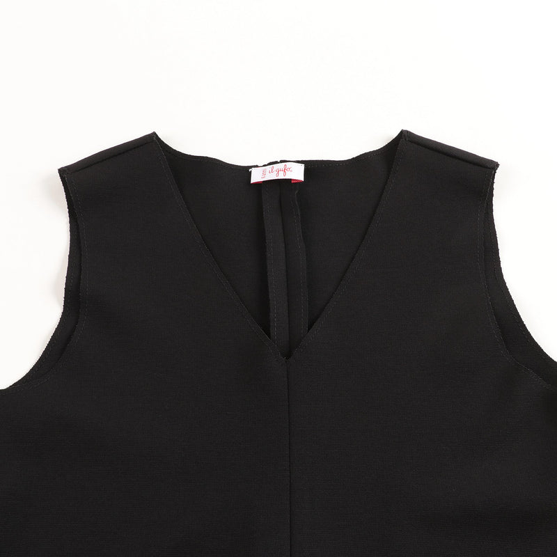 Girls Black V-neck Dress