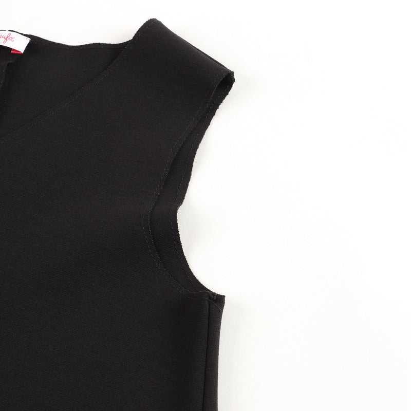 Girls Black V-neck Dress